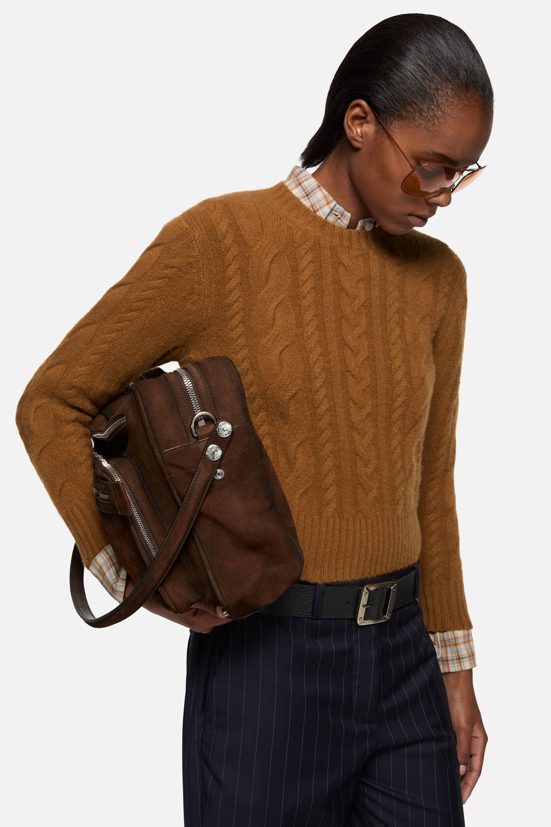 Cashmere Cable-Knit Sweater, Mid brown, 2000x
