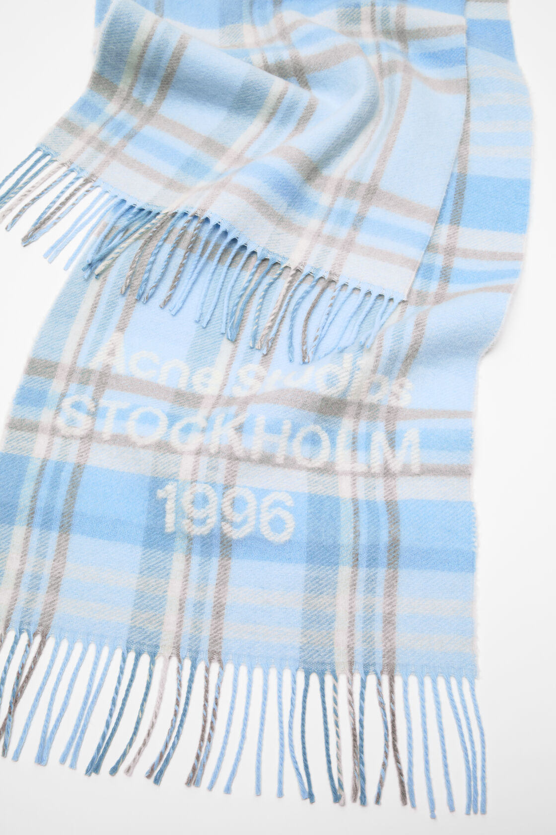 Check logo scarf - Wide, Aqua blue/beige, 2000x