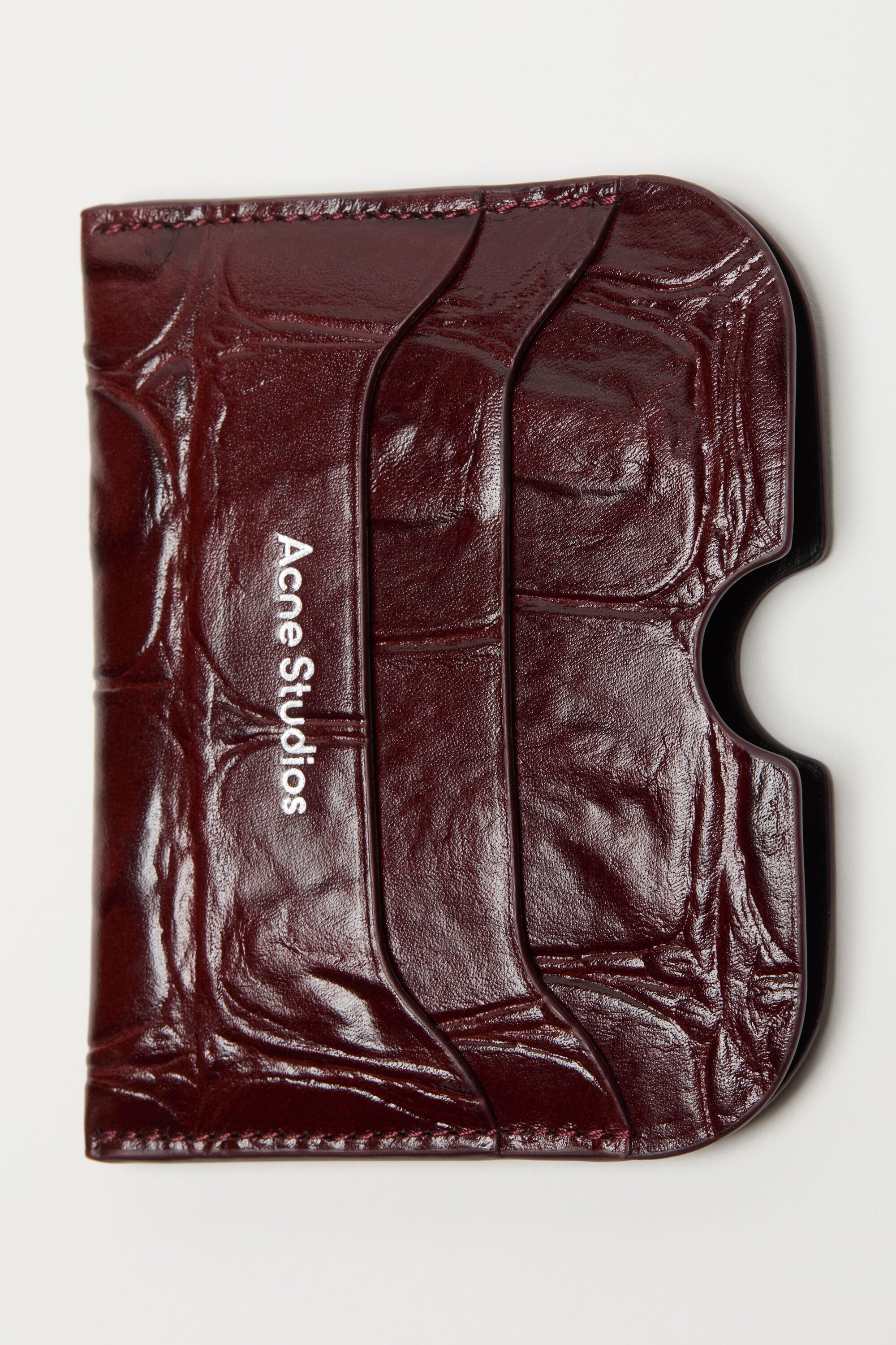 Acne Studios - Leather card holder - Burgundy