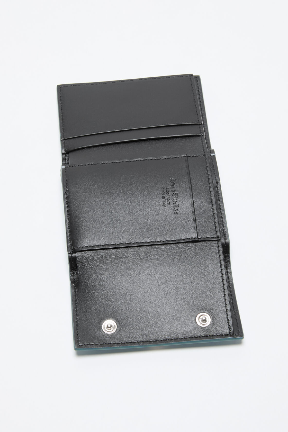 Leather trifold wallet, Dusty blue, 2000x