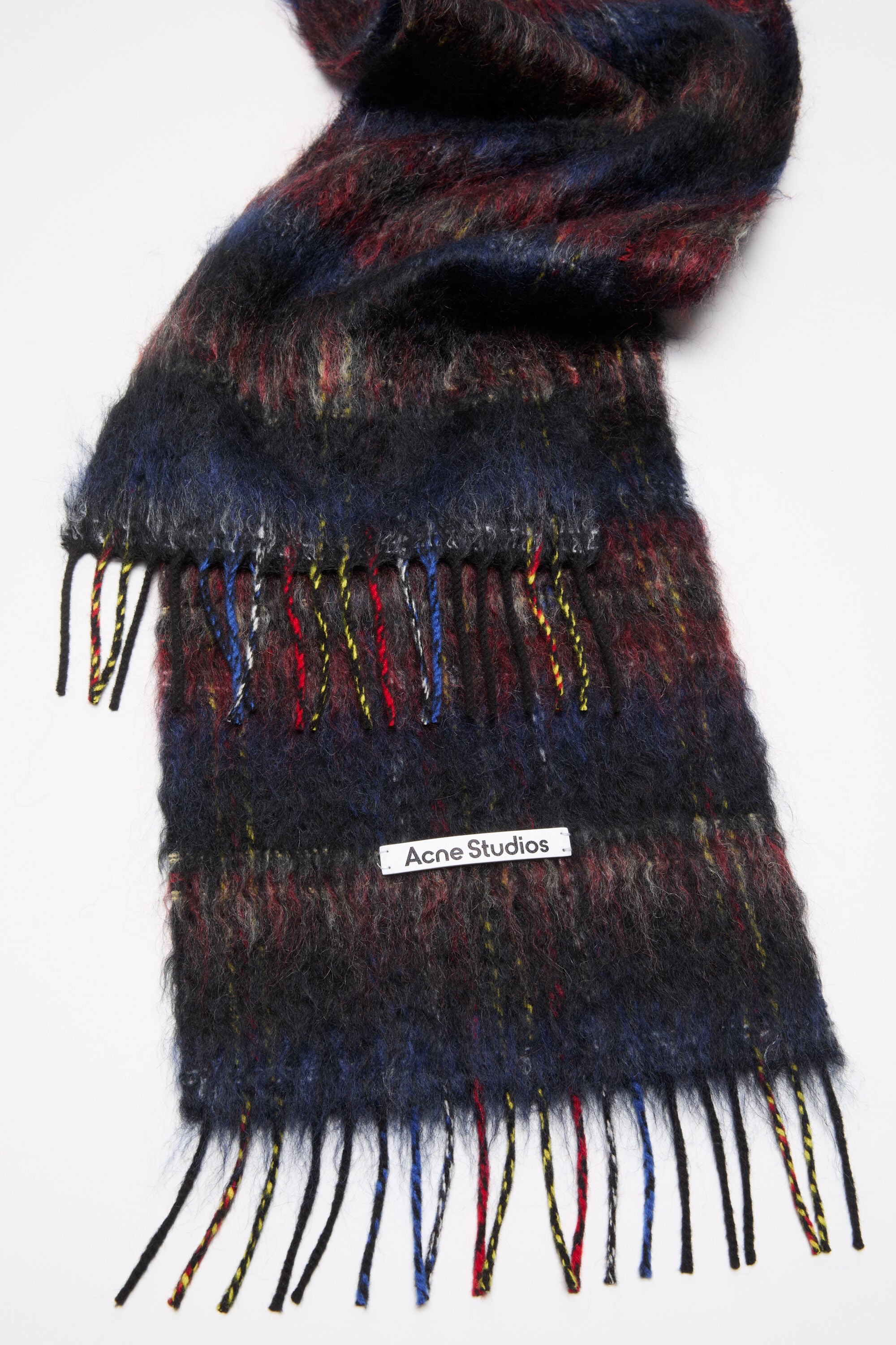 Acne Studios - Fringed mohair scarf - Black/red