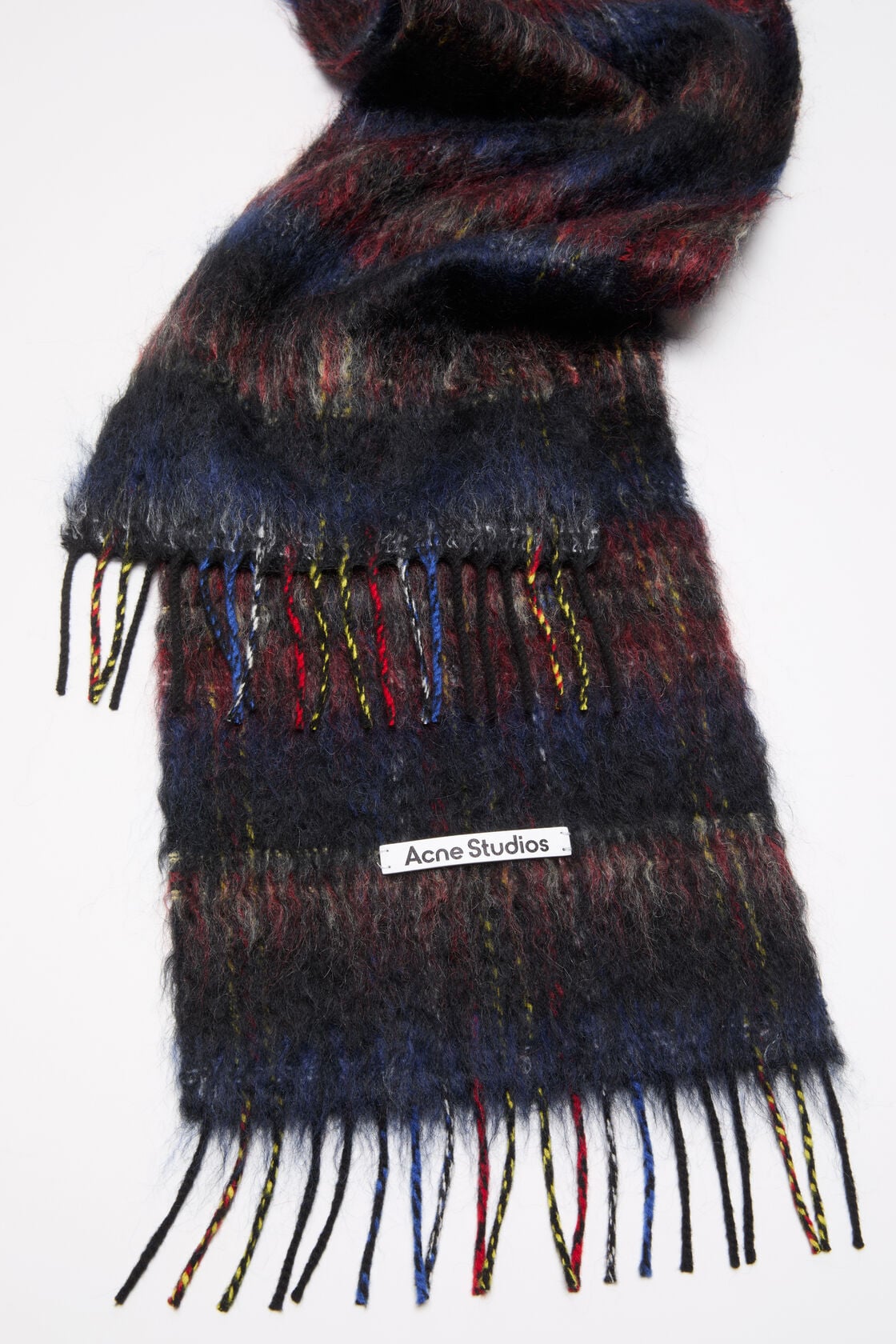Fringed mohair scarf, Black/red, 2000x
