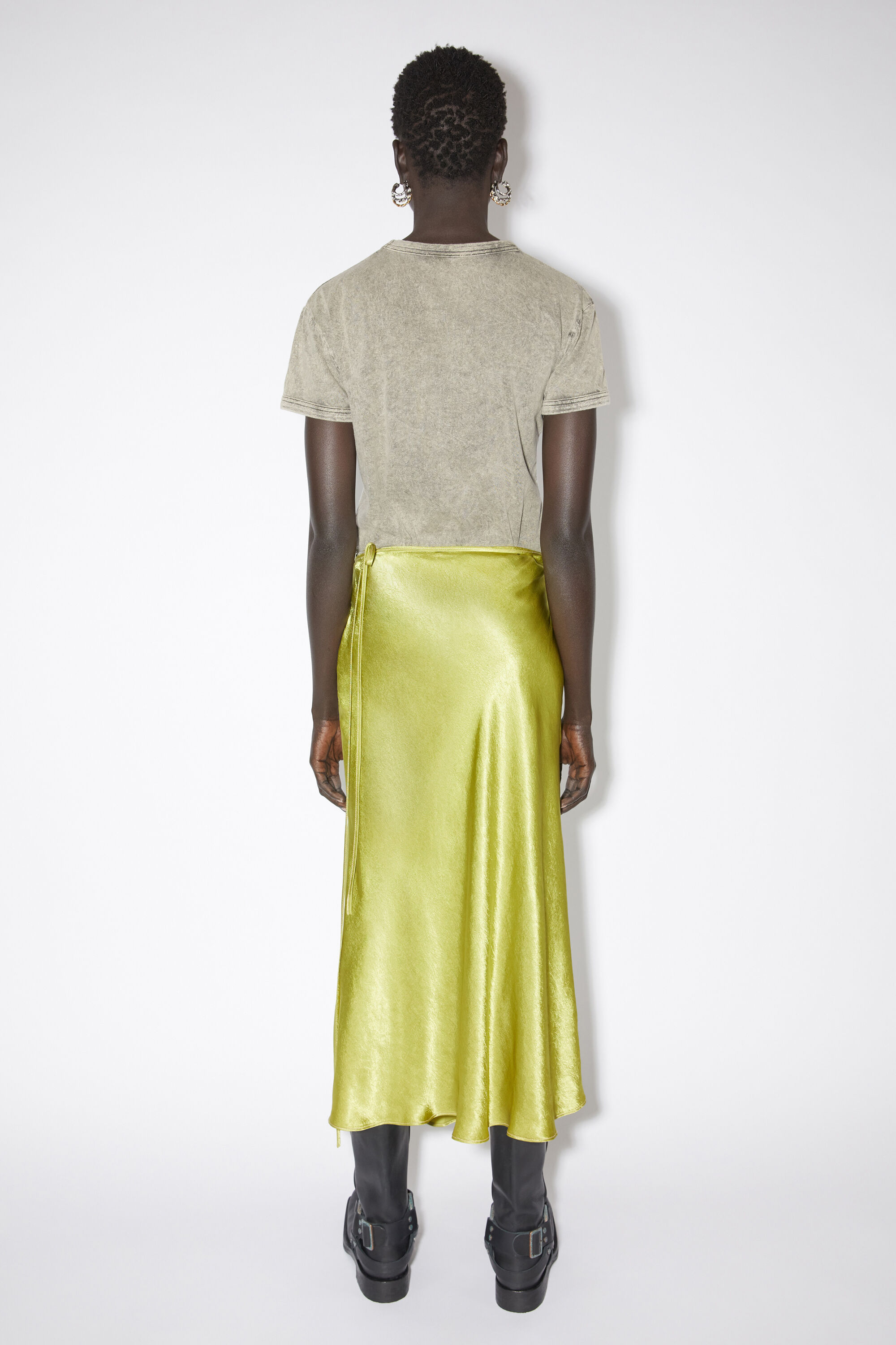 아크네 스튜디오 Acne Studios Satin wrap skirt - Light olive