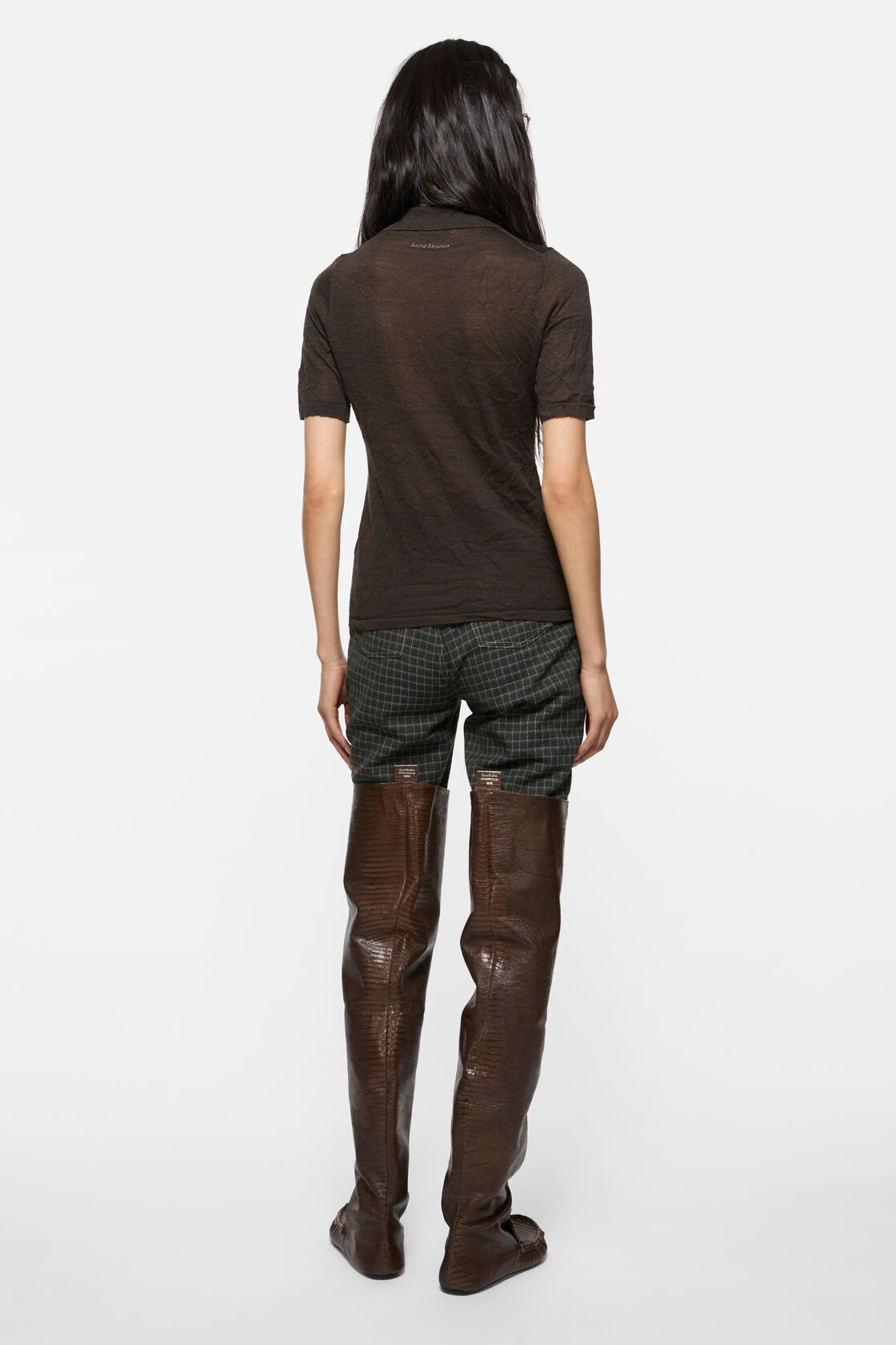 Silk polo knit, Dark brown melange, 2000x