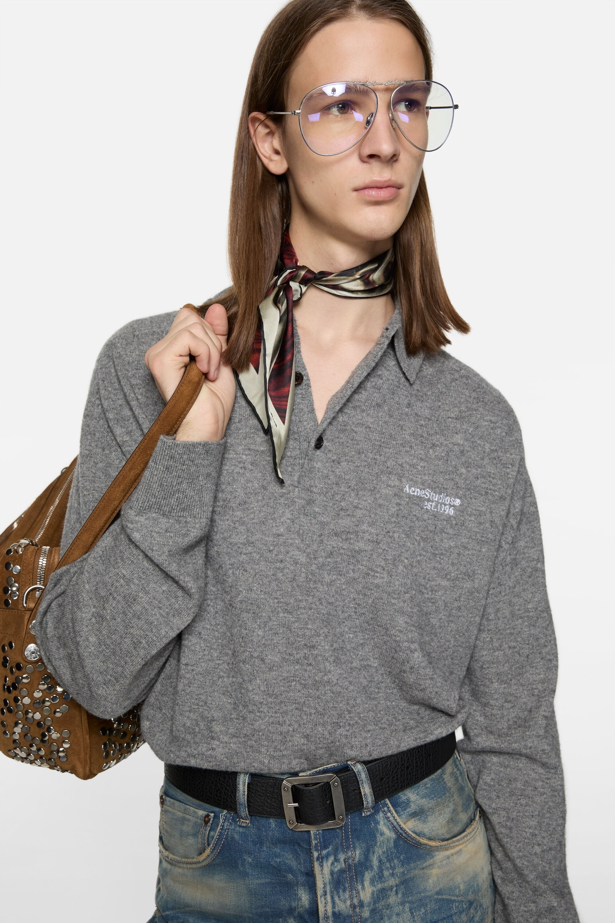 Acne Studios - ウールニットポロ - ダークグレー