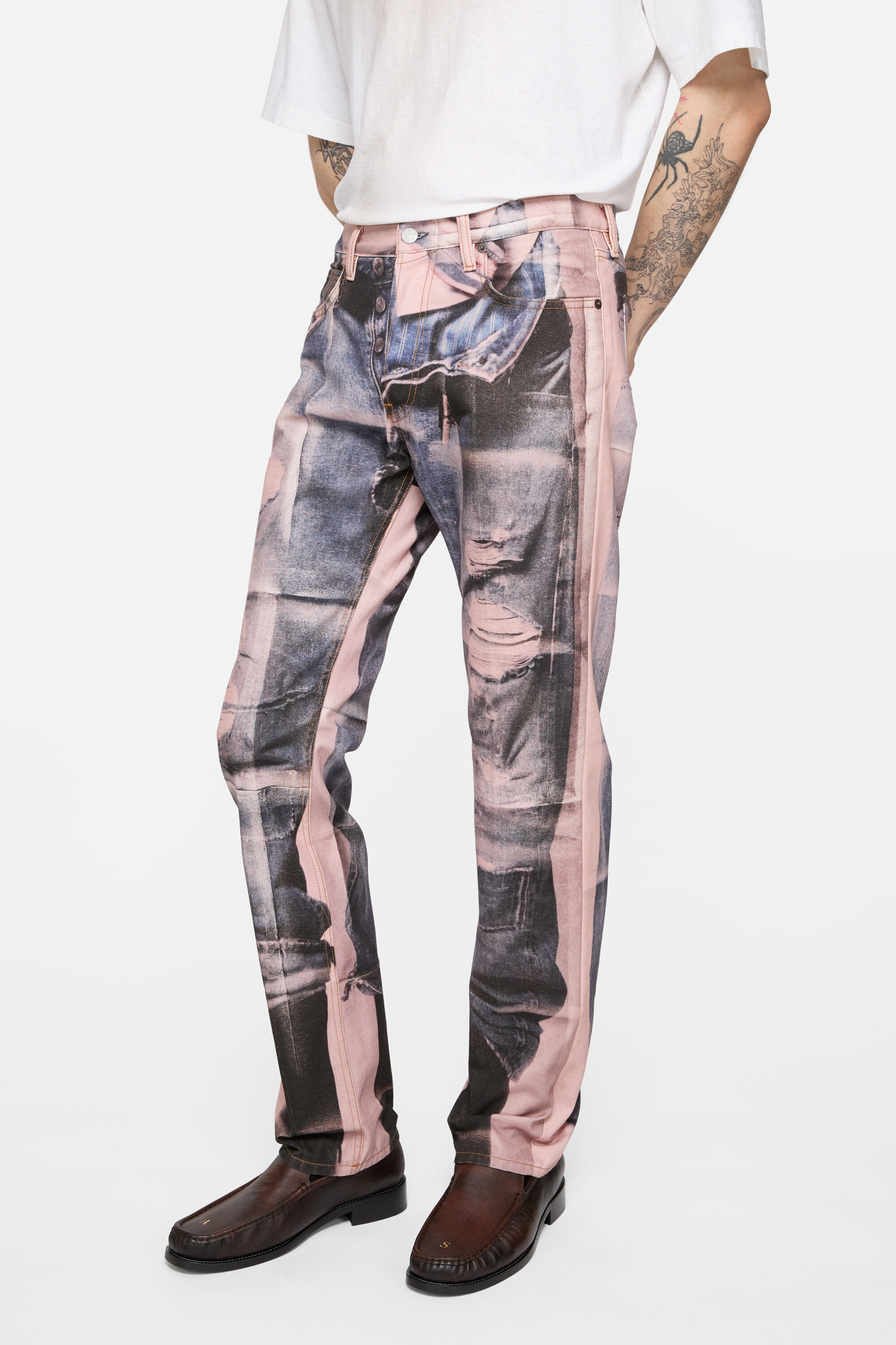 Acne Studios - Trompe-l'œil jeans - Regular fit - Pink/blue