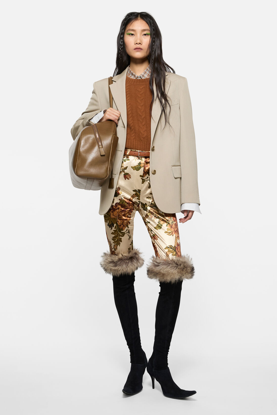 Layered wool suit jacket, Beige, 2000x