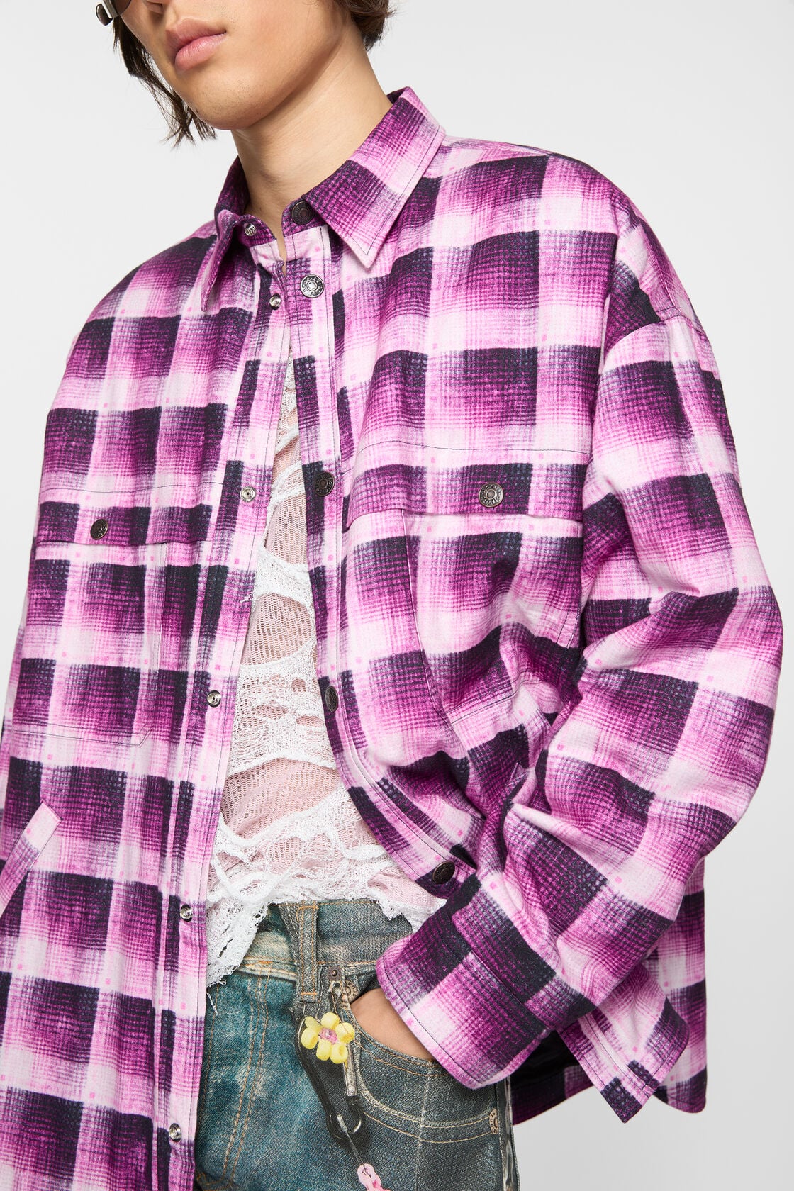 Check button-up shirt, Pink, 2000x