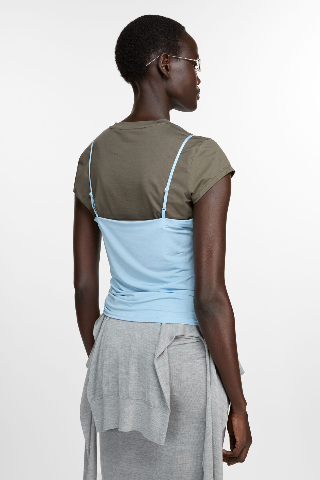 Layered strap t-shirt, Grey/blue, 2000x