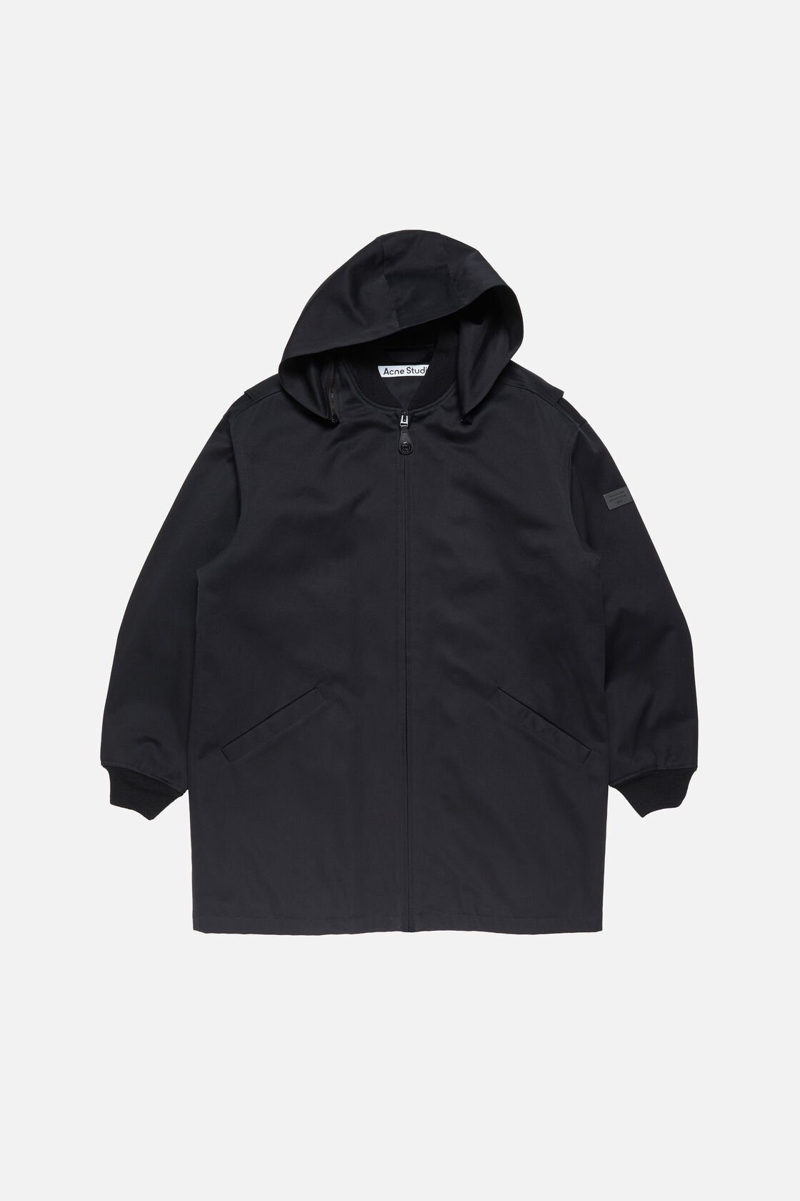 Twill jacket with hood, Black, 2000x