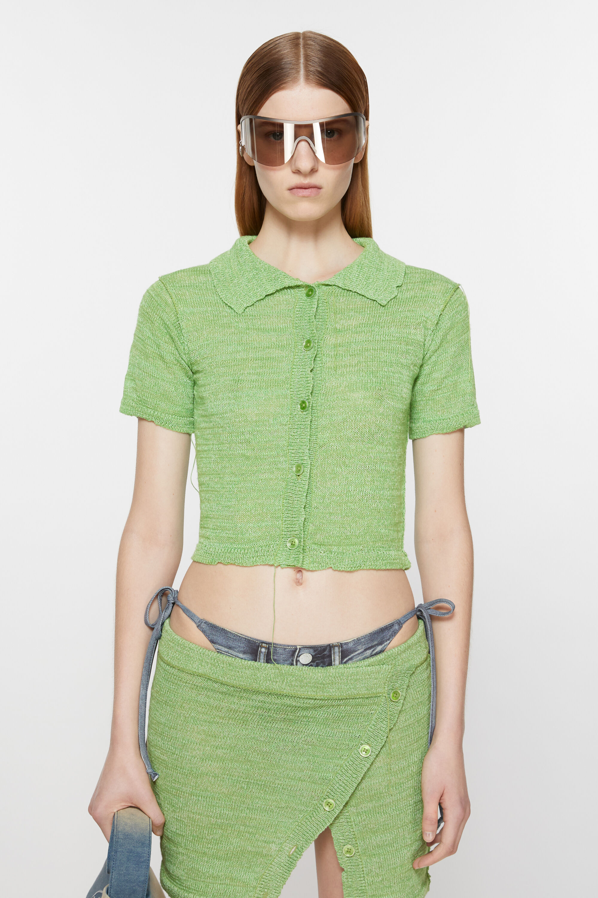 아크네 스튜디오 Acne Studios Short sleeve cardigan - Bright Green
