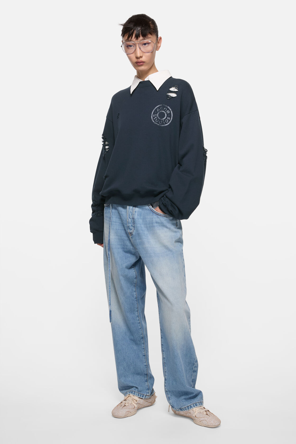 Logo fleece sweatshirt, Dark navy, 2000x