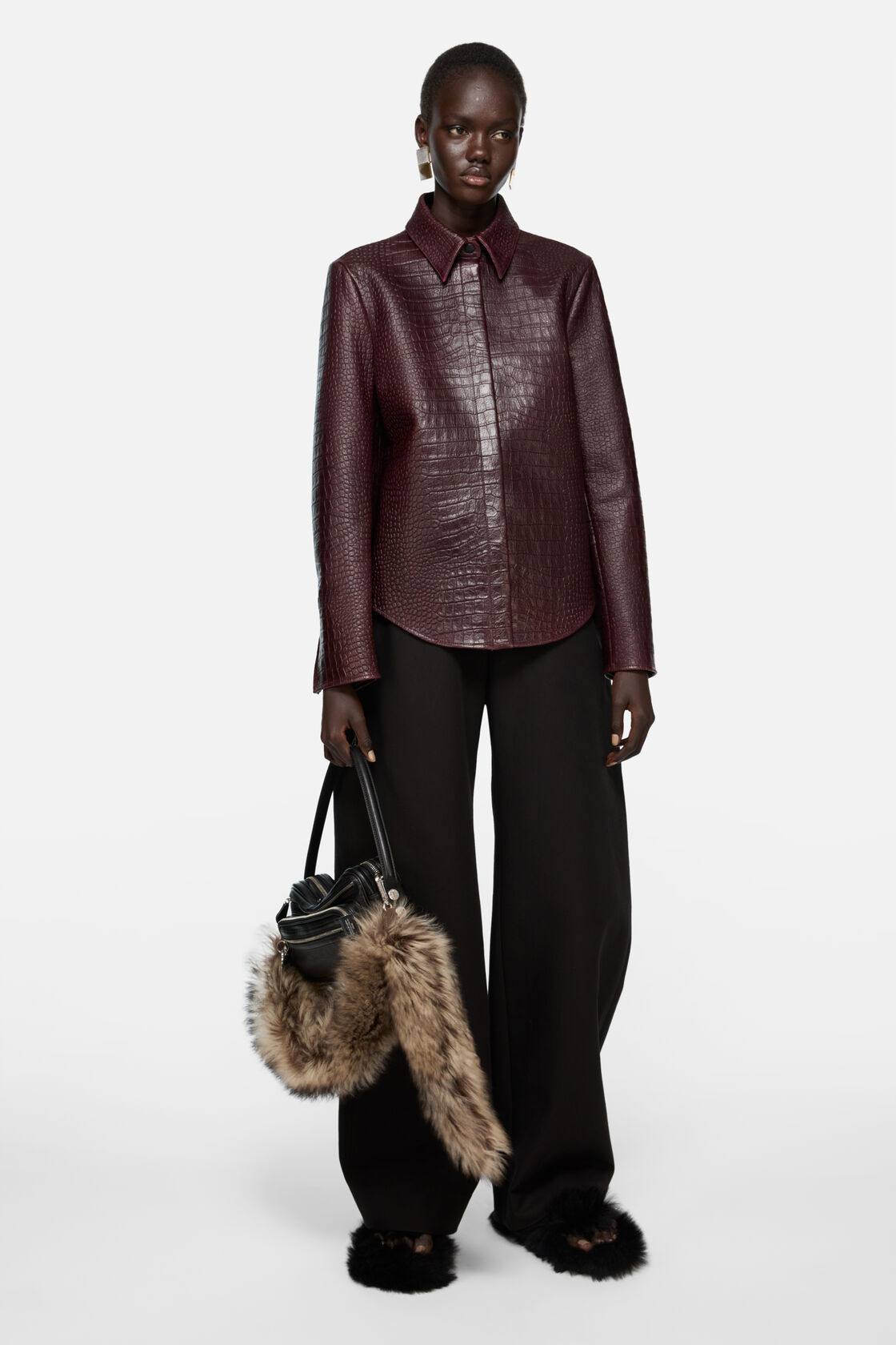 テーラードサテントラウザーズ, ブラック, 2000x