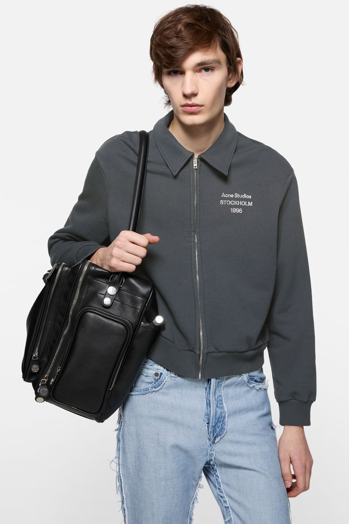 Cardigan with collar, Faded black, 2000x