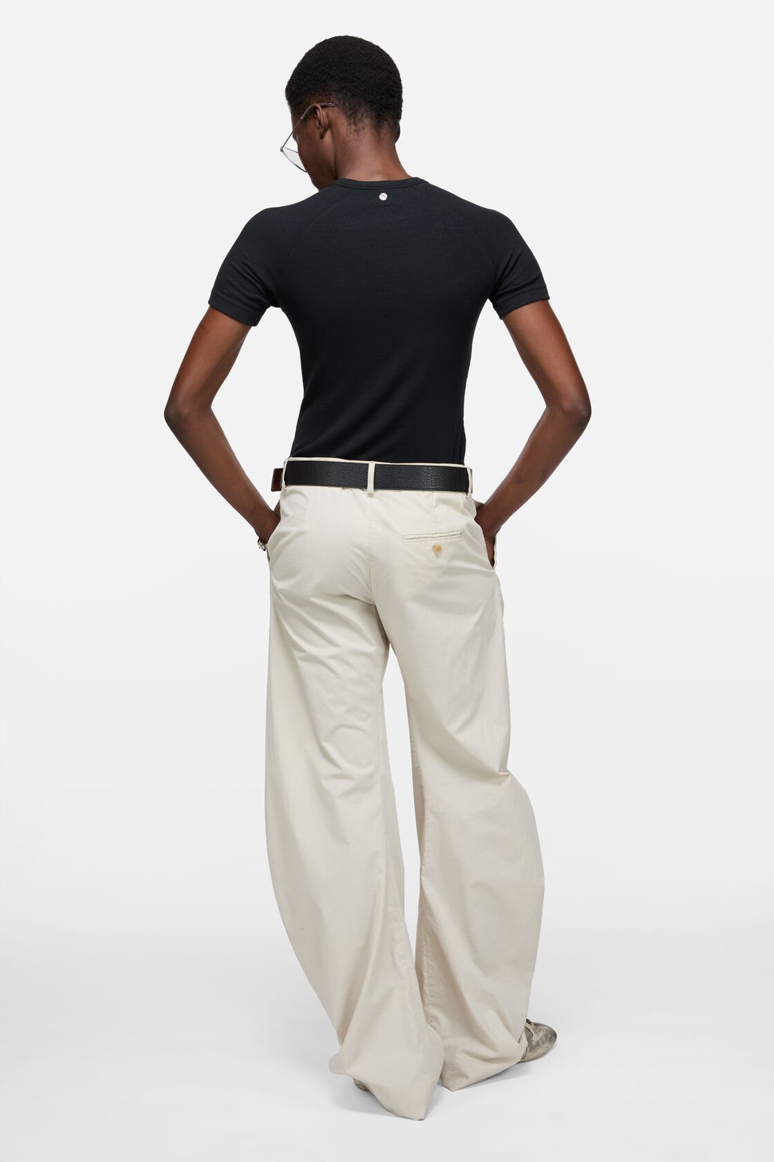 Ribbed t-shirt with zip, Black, 2000x