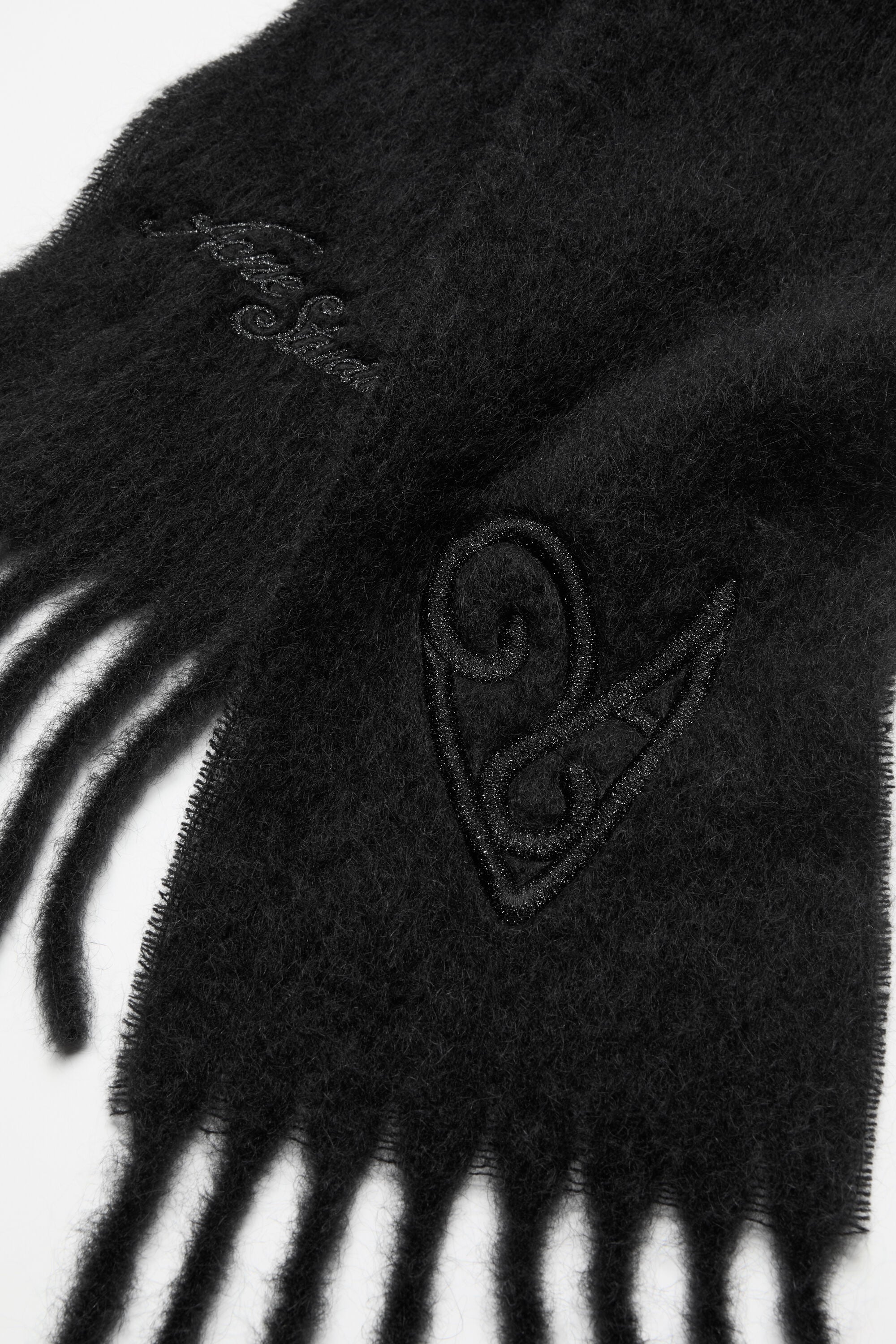 Acne Studios - Wool scarf with logo - Black