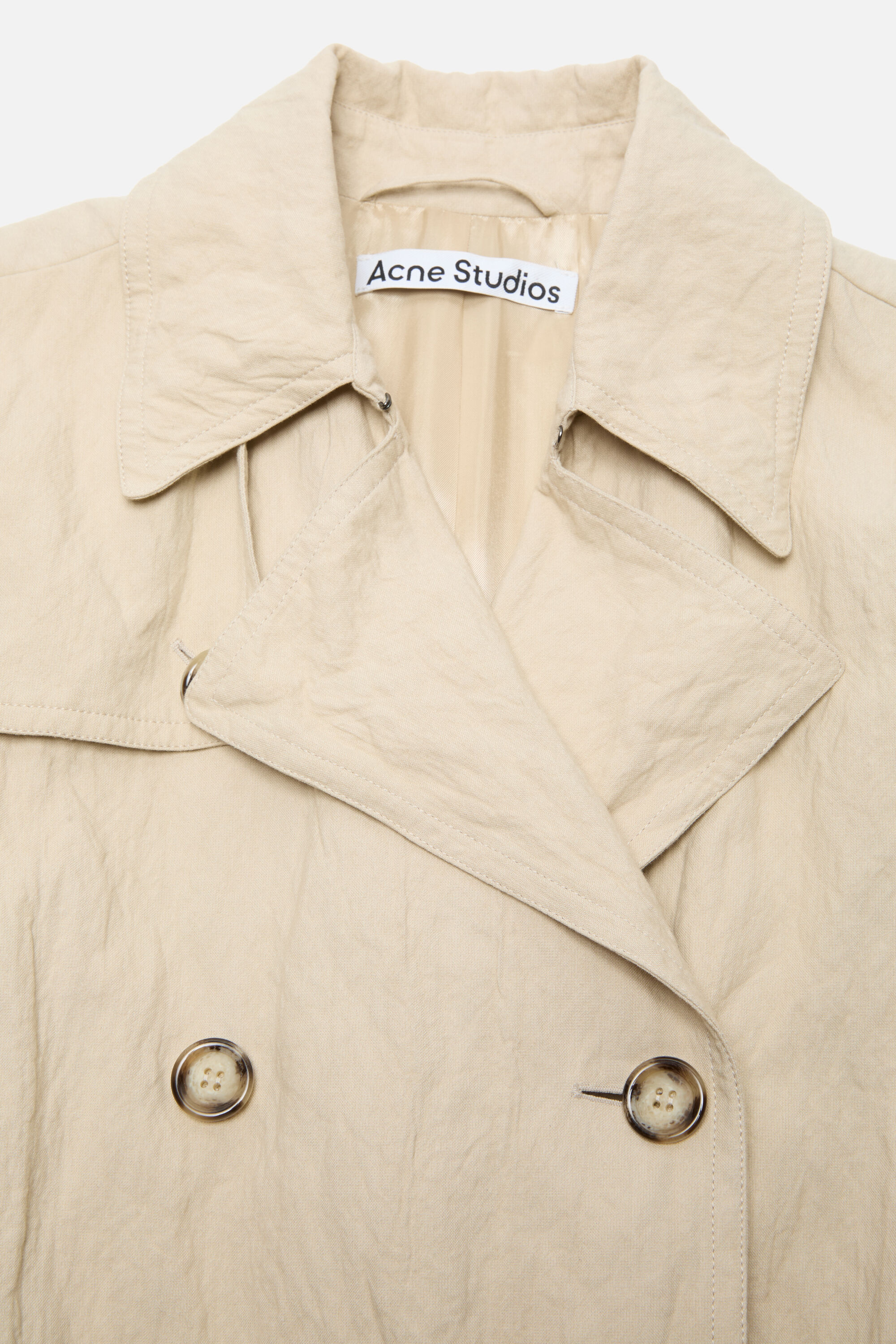Acne Studios - シワ加工トレンチコート - ベージュ Acne Studios - シワ加工トレンチコート - ベージュ
