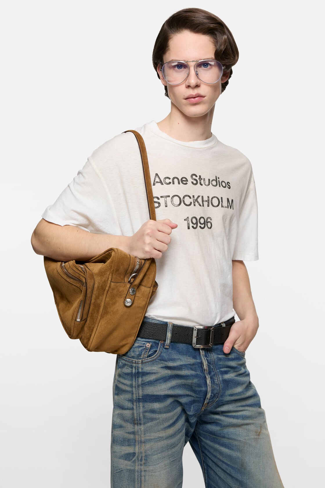 T-shirt con logo spray, Bianco cipriato, 2000x