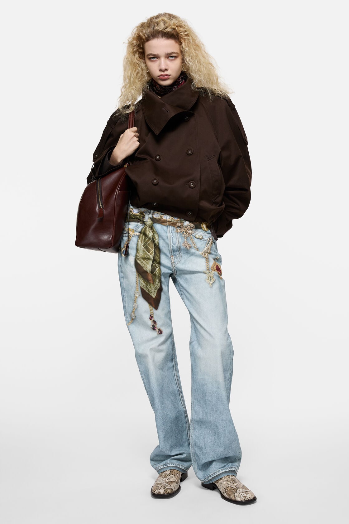 Printed cotton canvas jeans, Light blue, 2000x