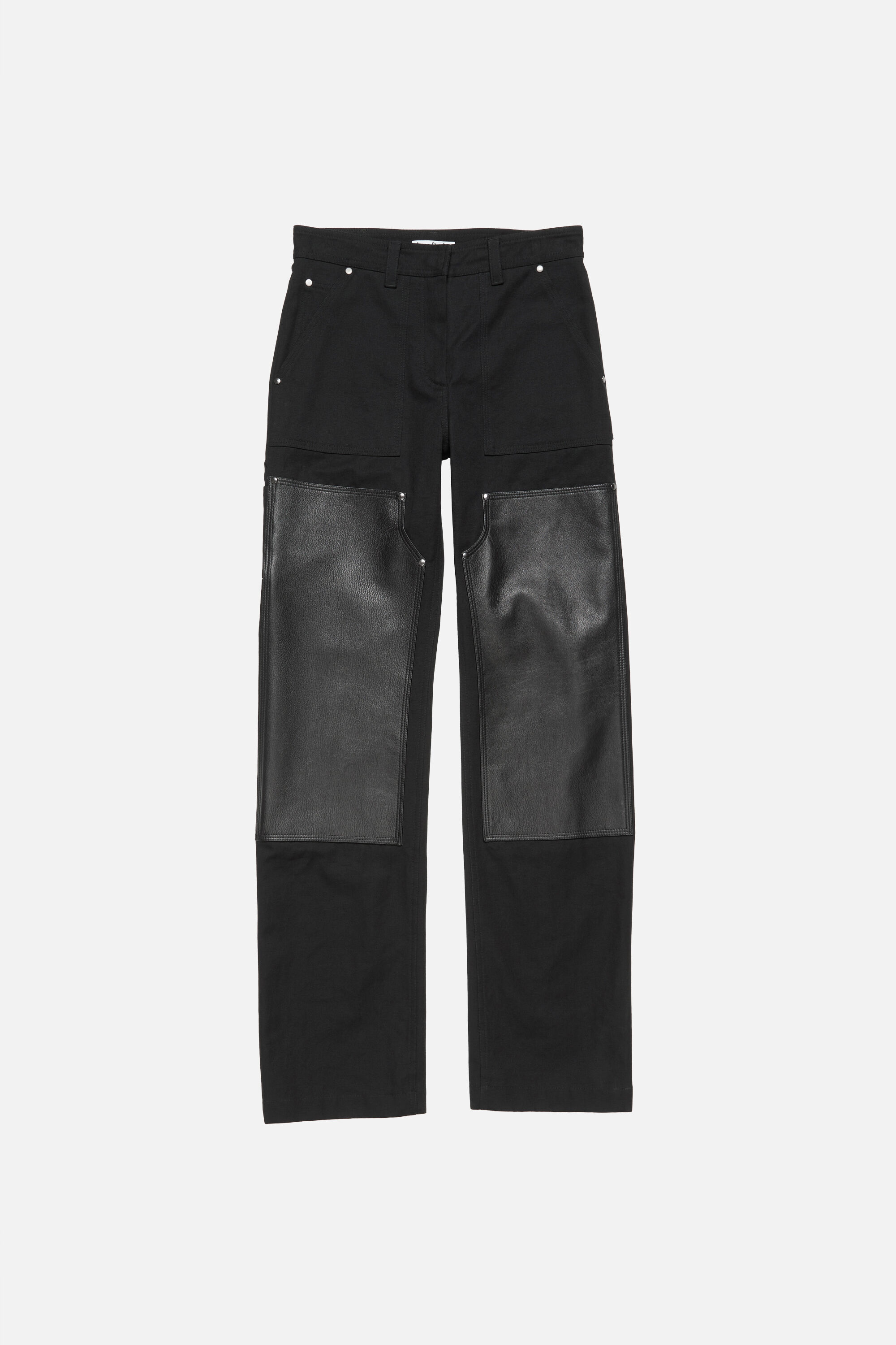 Acne Studios - レザーパッチ付きデニムトラウザーズ - ブラック