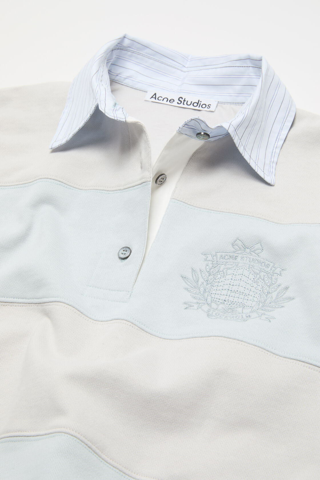 Striped polo sweatshirt, Light blue/grey, 2000x