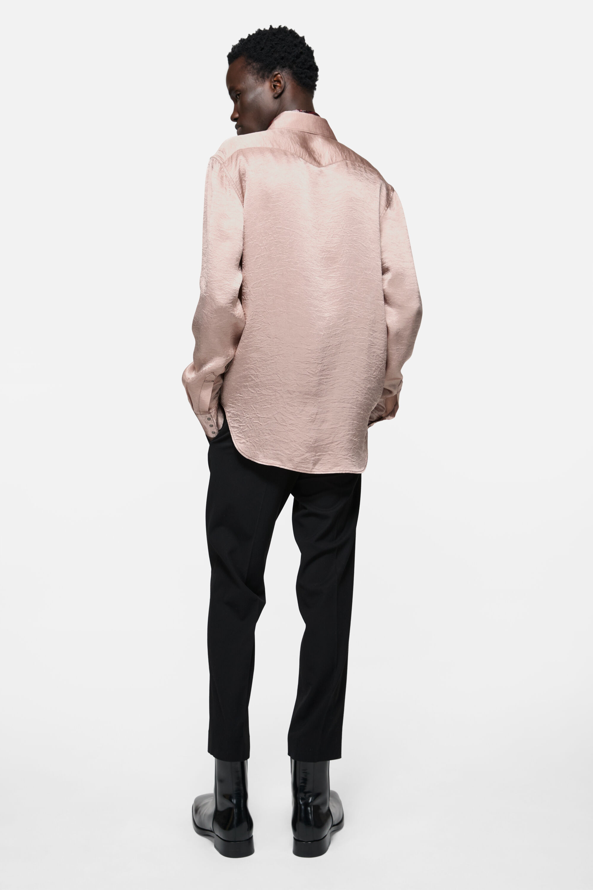 Acne Studios - サテンボタンアップシャツ - ダスティピンク