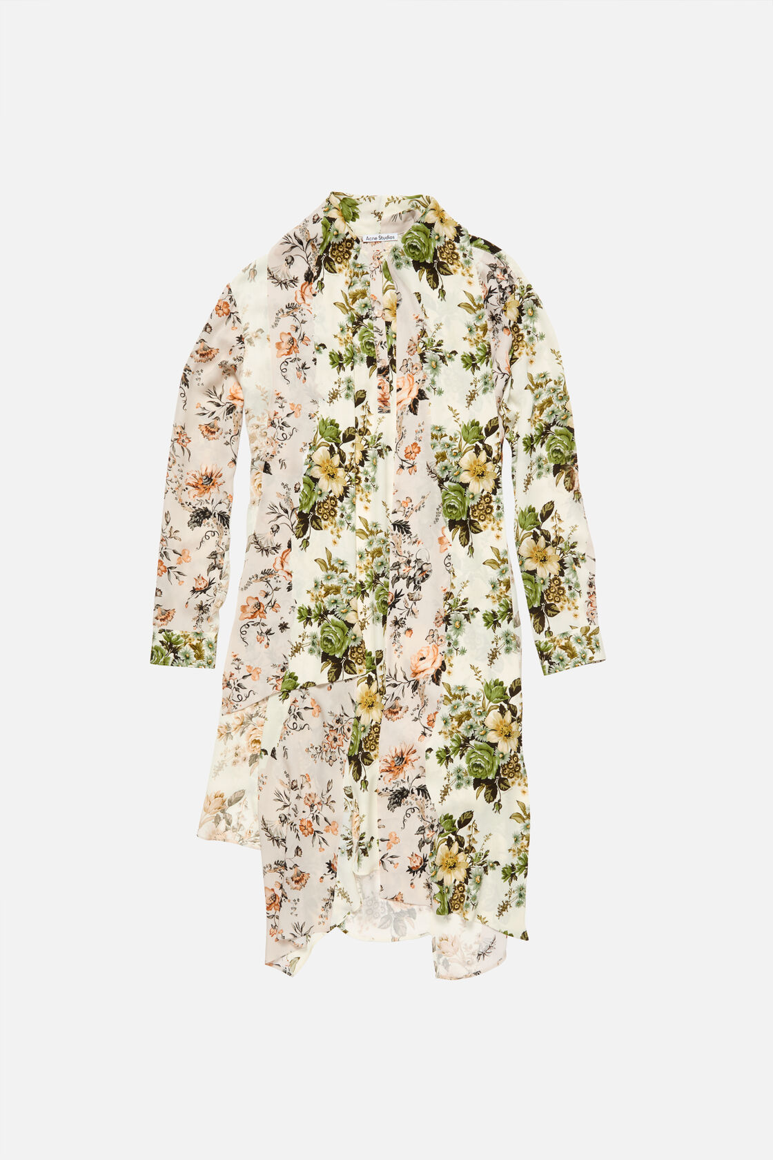 Silk shirt dress, Beige/white, 2000x