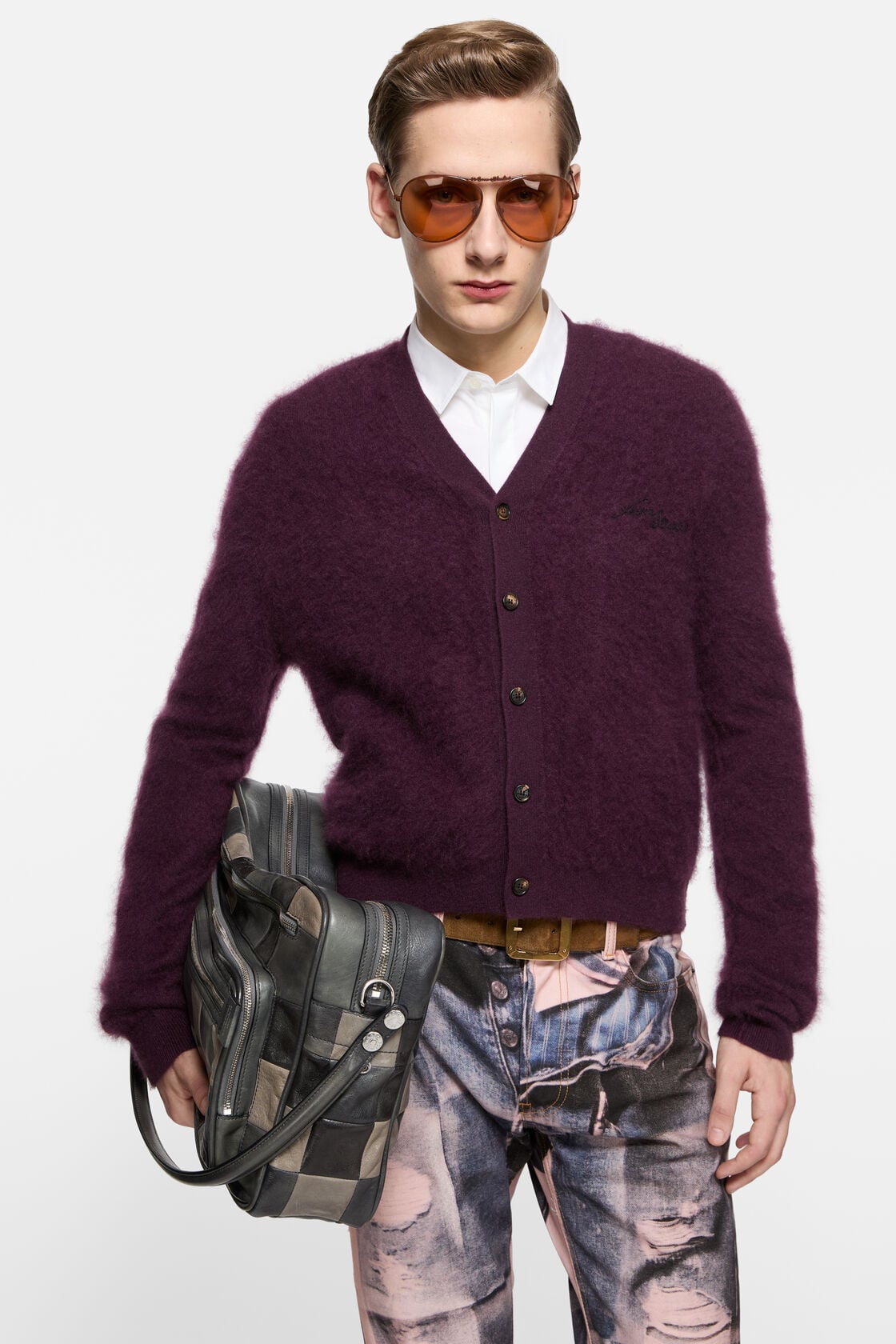 Cashmere cardigan, Wine red, 2000x