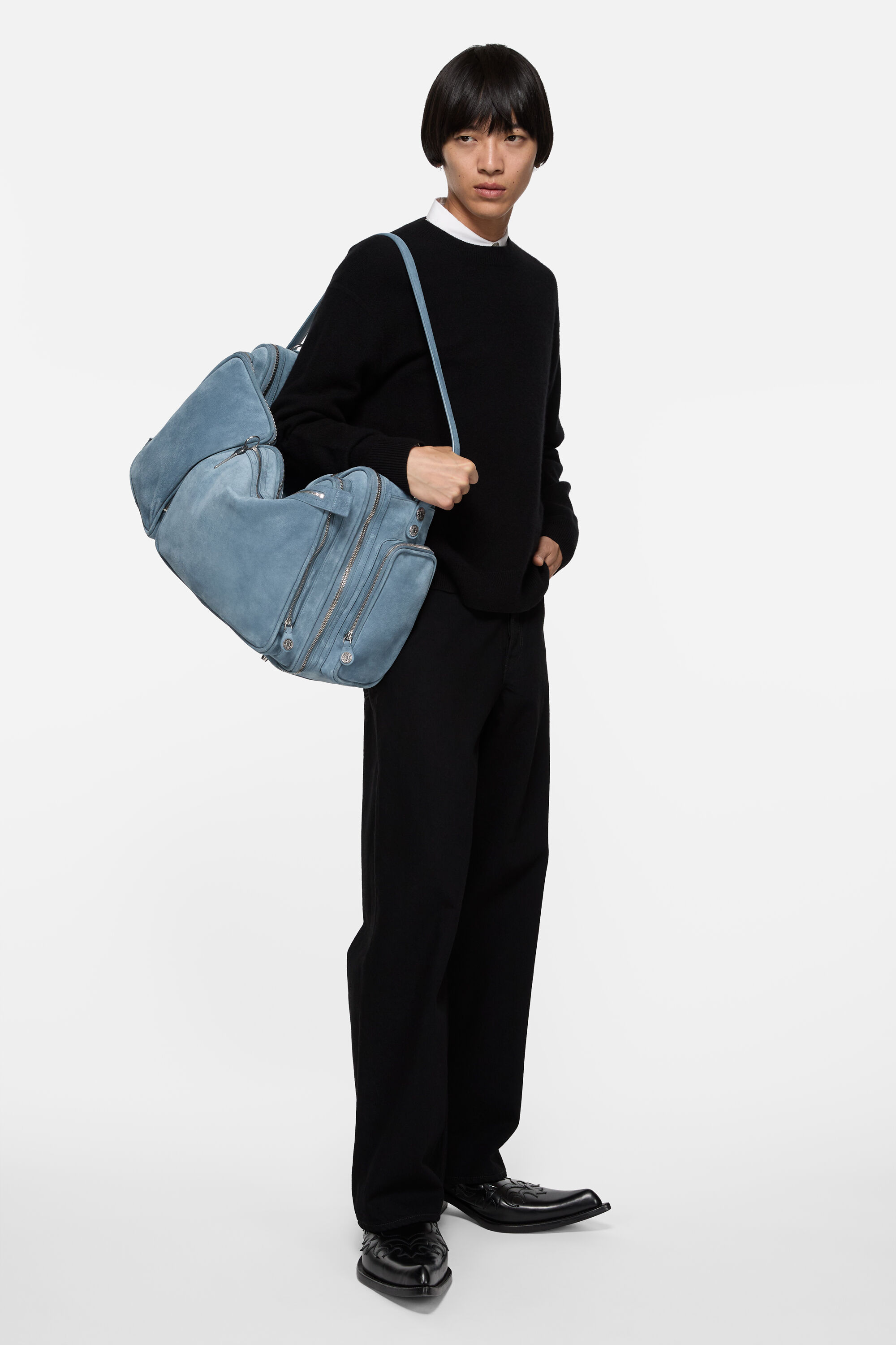 Acne Studios - Camero Hotel スエードショルダーバッグ - デニムブルー