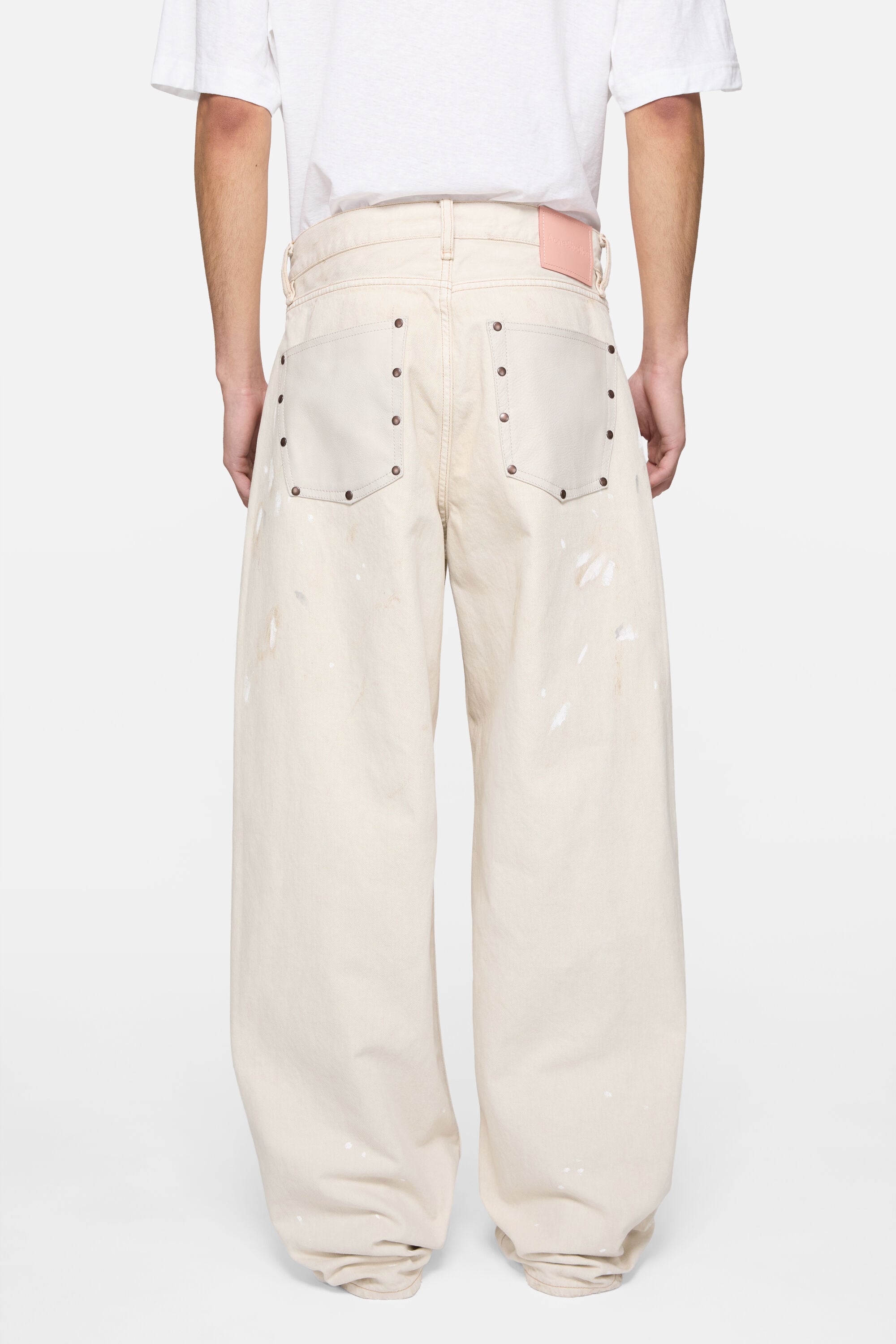Acne Studios - Loose fit jeans with leather pockets - White
