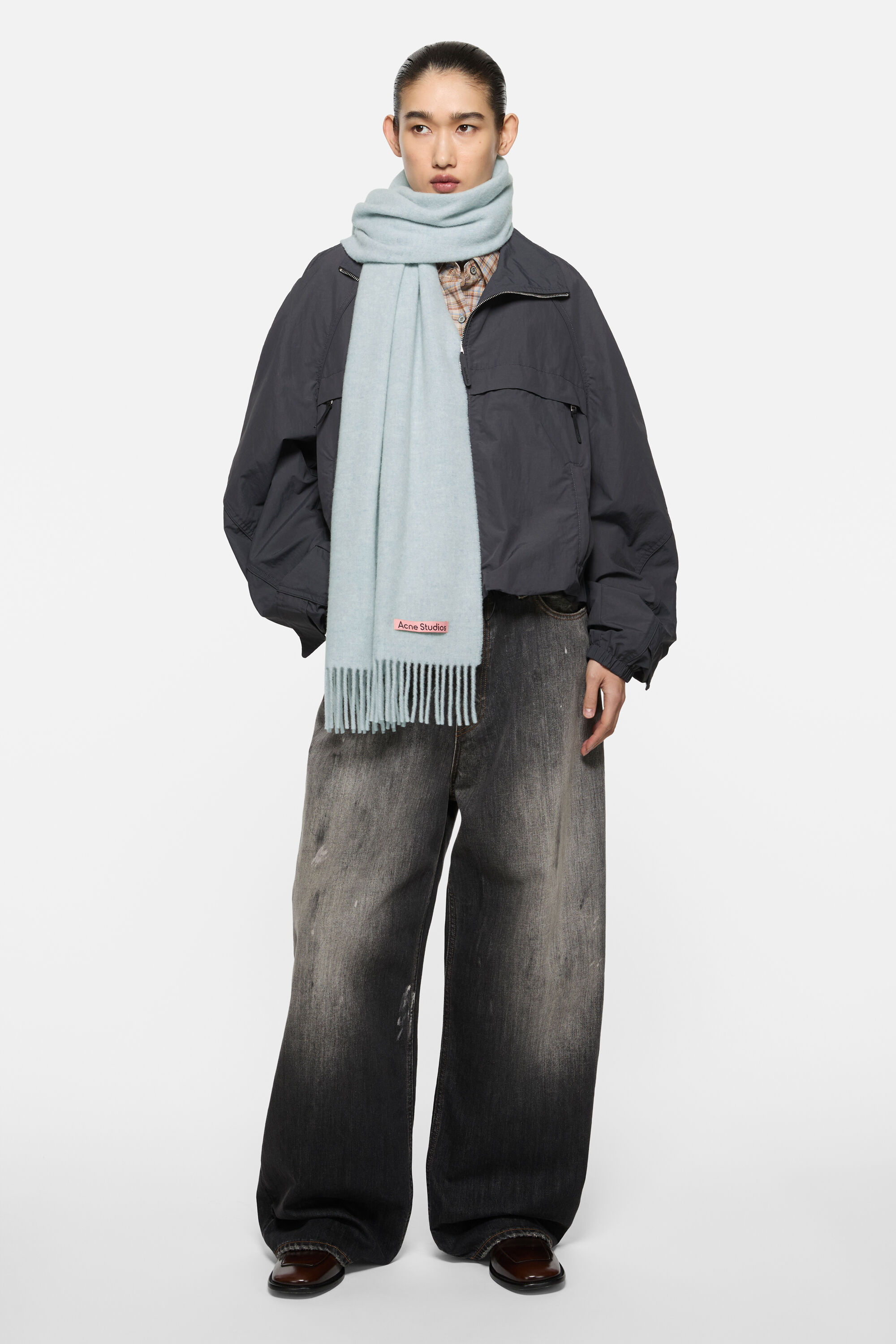Acne Studios フリンジウールスカーフ ナロー Acne Studios - フリンジウールスカーフ - ナロー - アイスブルーメランジ