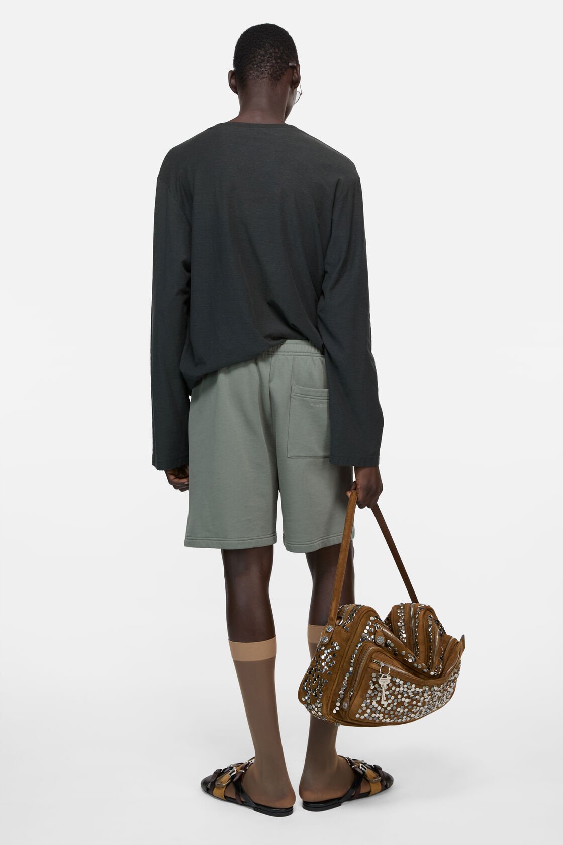 Fleece shorts, Stone grey, 2000x