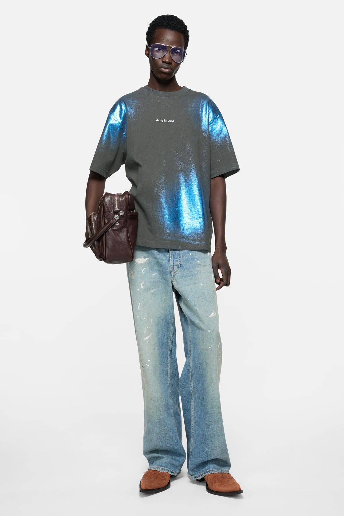 Glitter logo t-shirt, Blue/khaki, 2000x