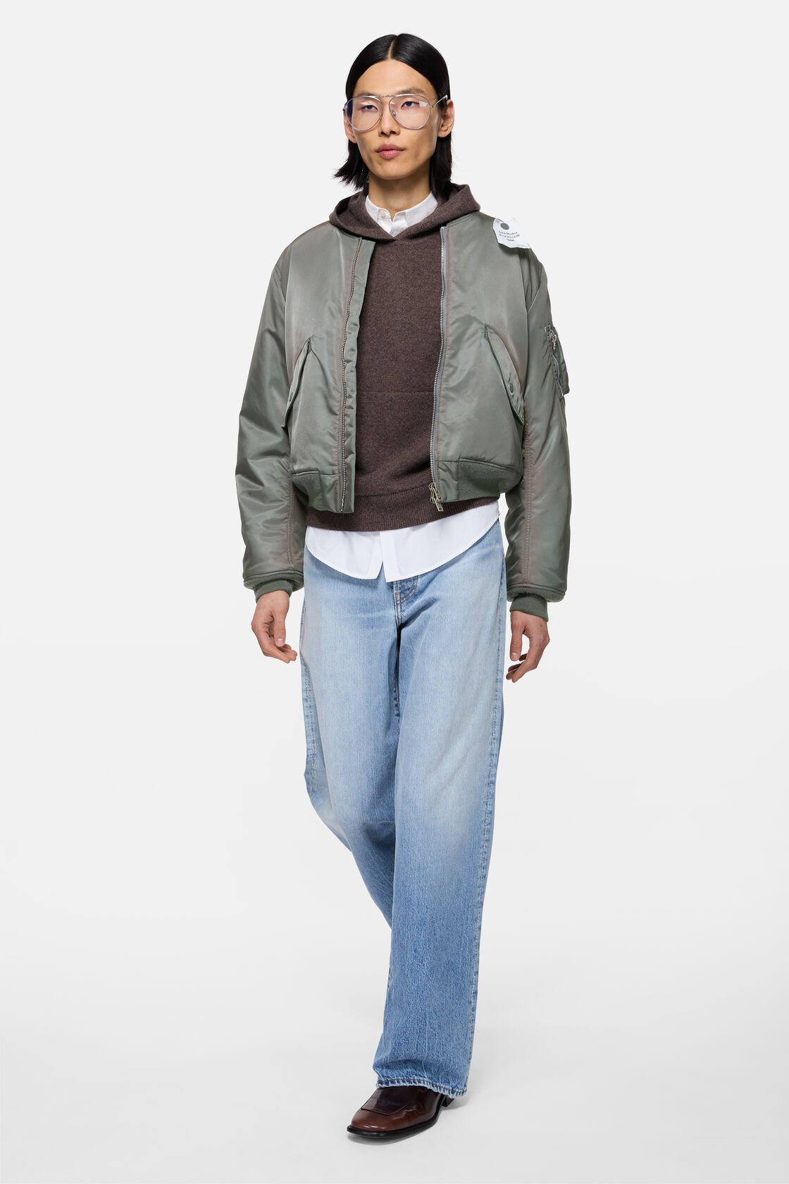 Washed bomber jacket, Stone grey, 2000x