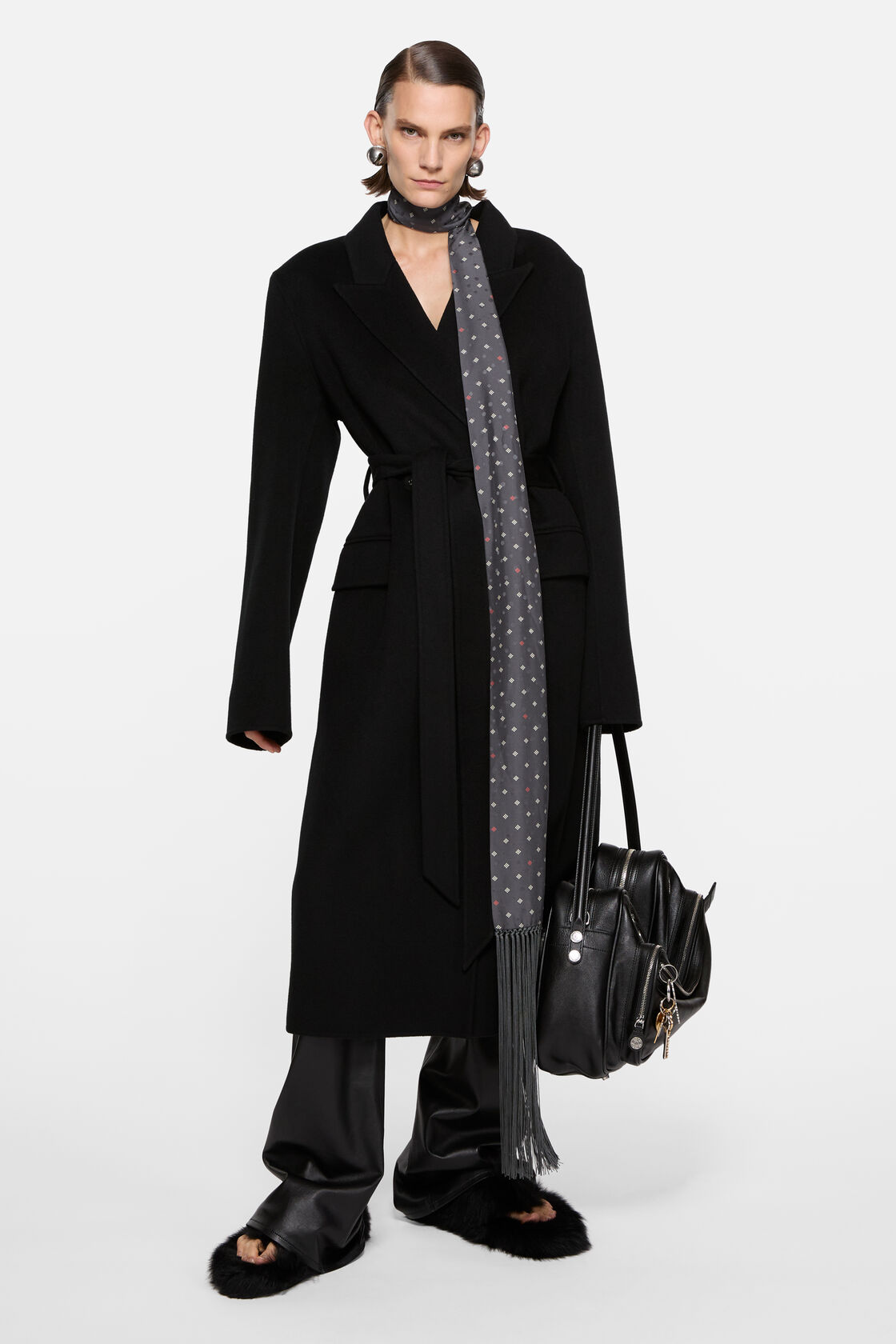 Double-breasted wool coat, Black, 2000x