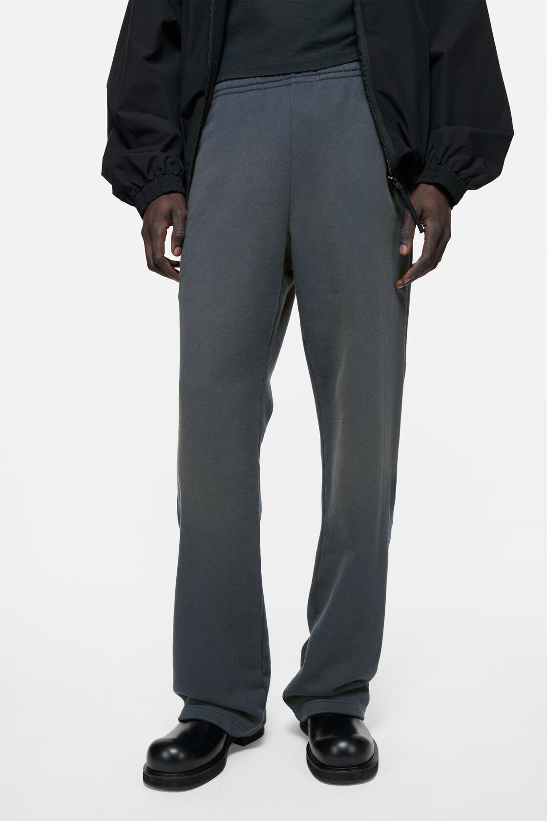Fleece trousers with stamp logo, Faded black, 2000x