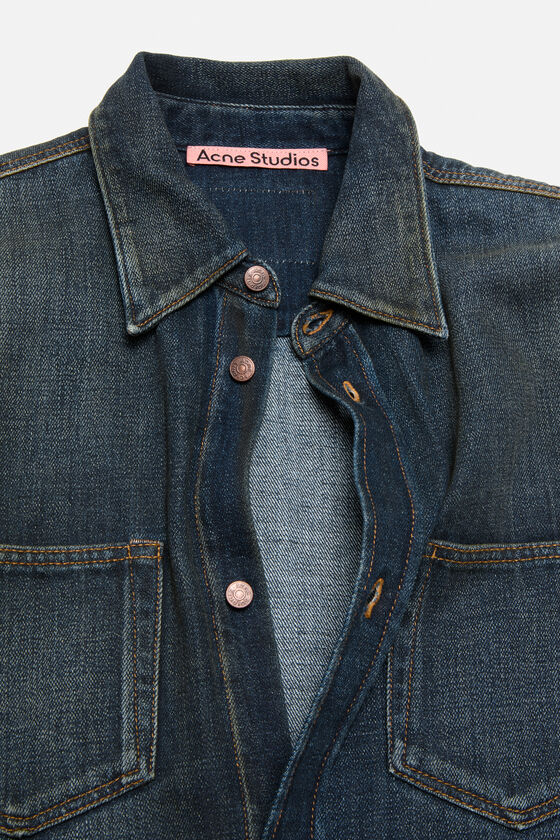 Denim button-up shirt, Dark Blue, 2000x