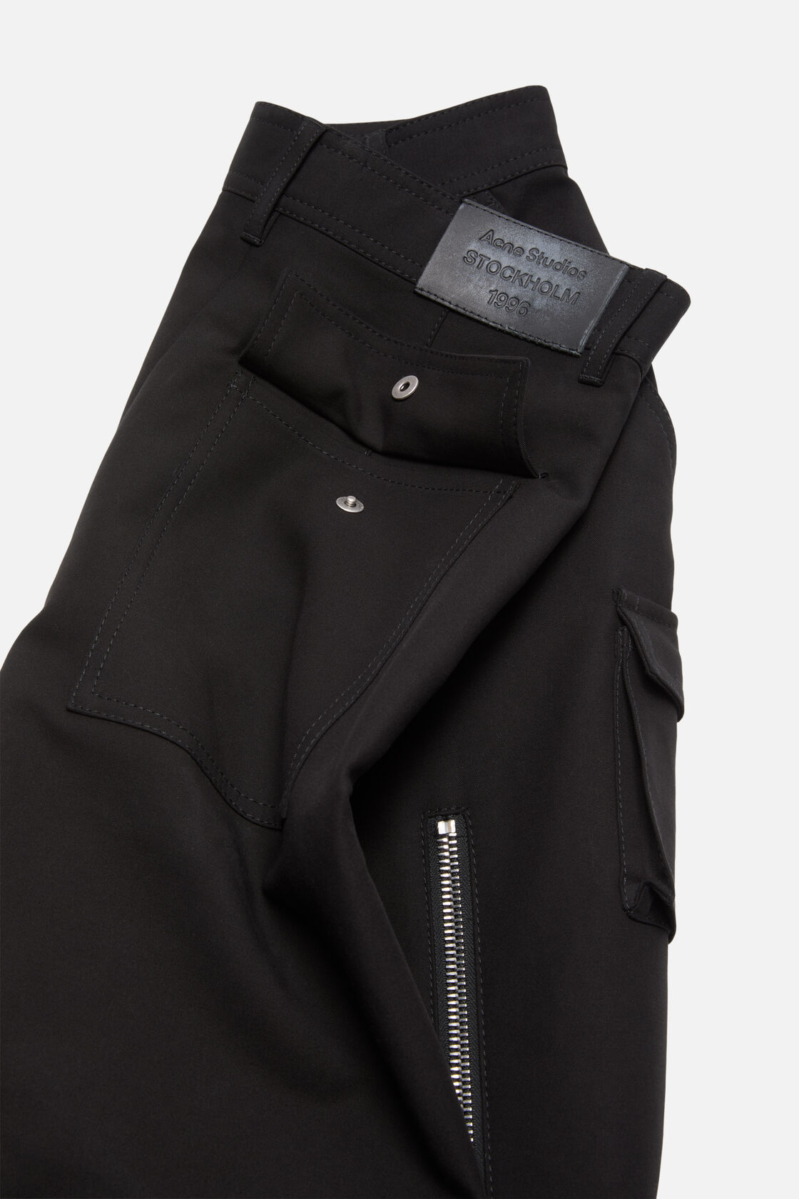 Layered satin trousers, Black, 2000x