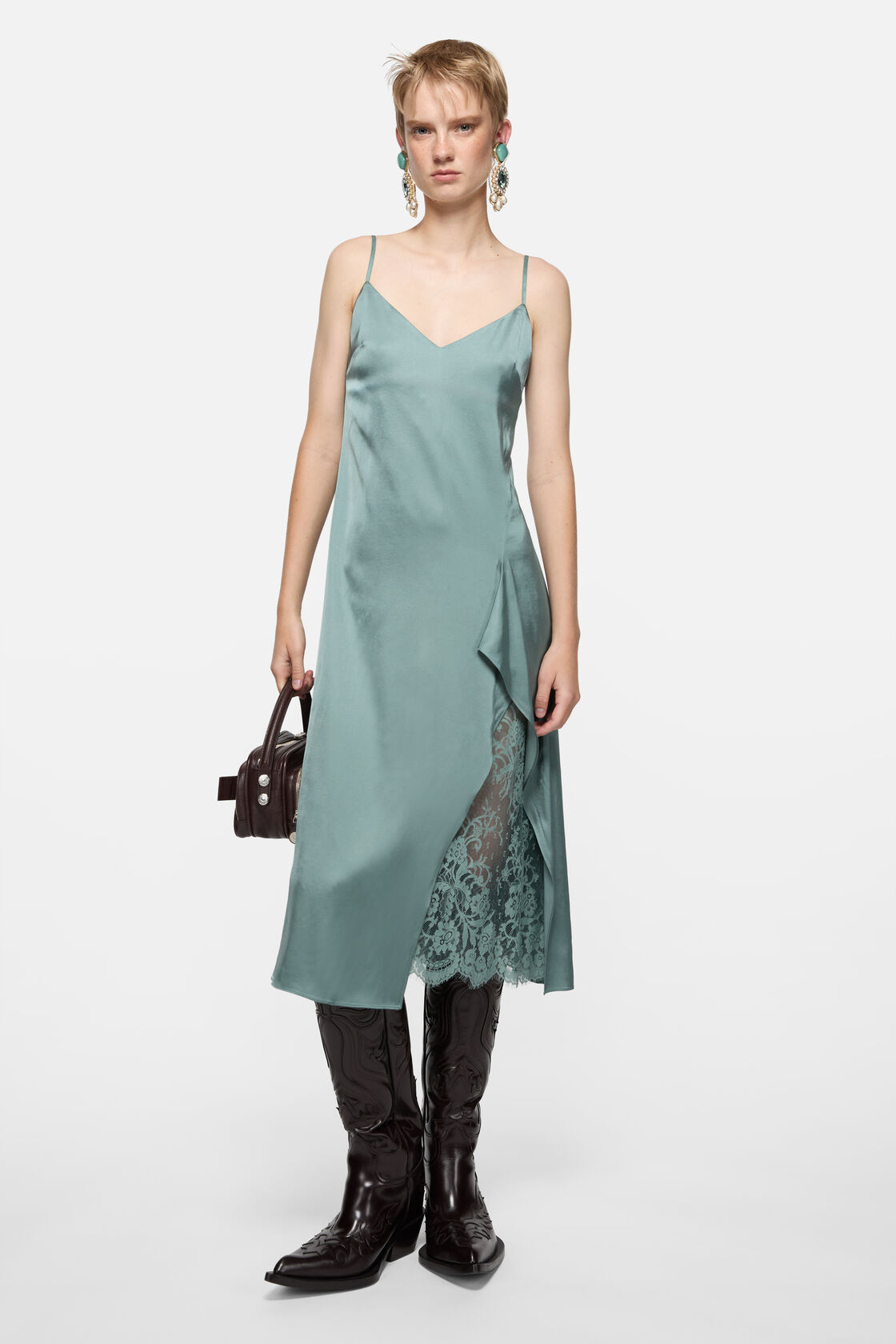 Satin dress, Sage green, 2000x