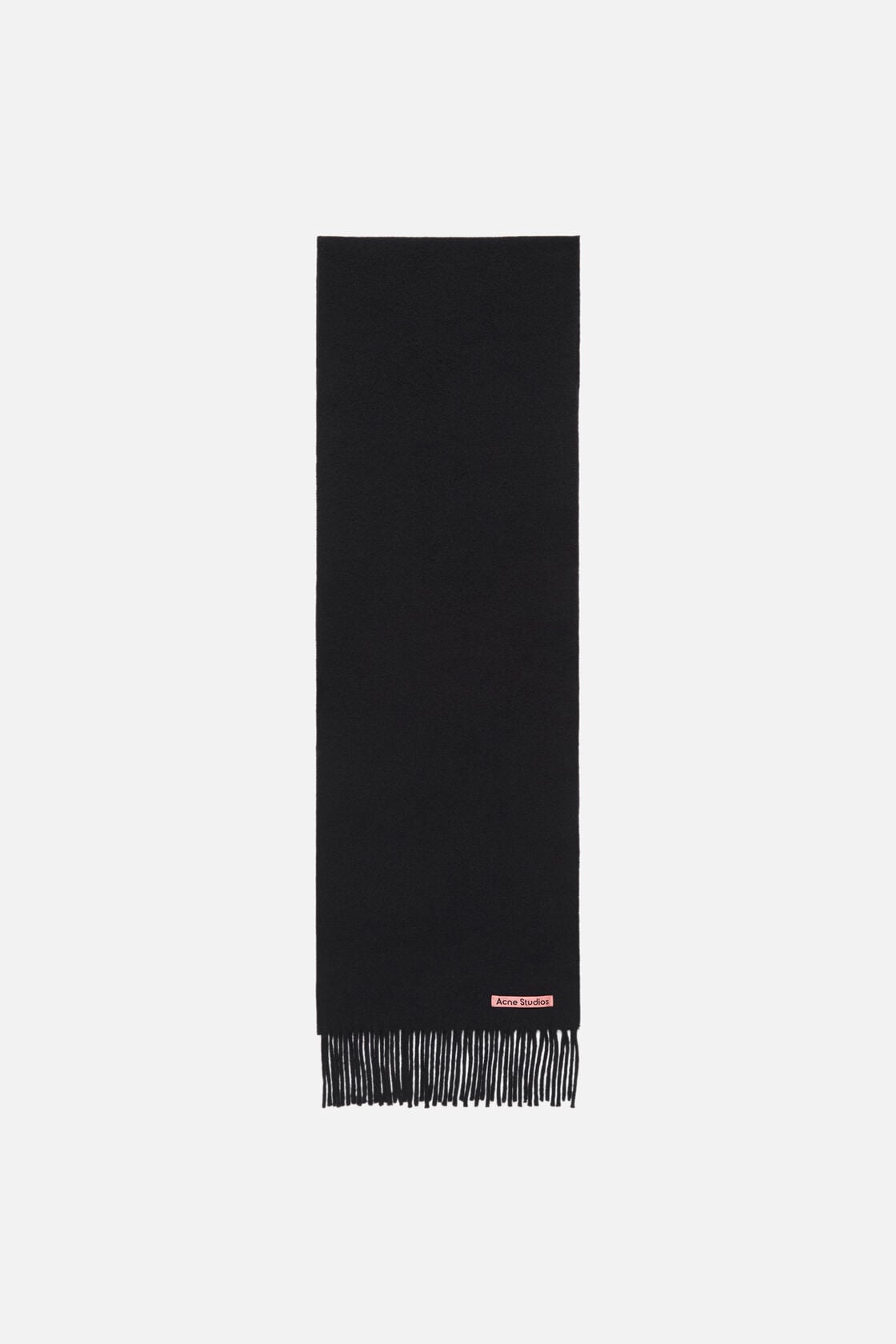 Fringe wool scarf - skinny, Black, 2000x