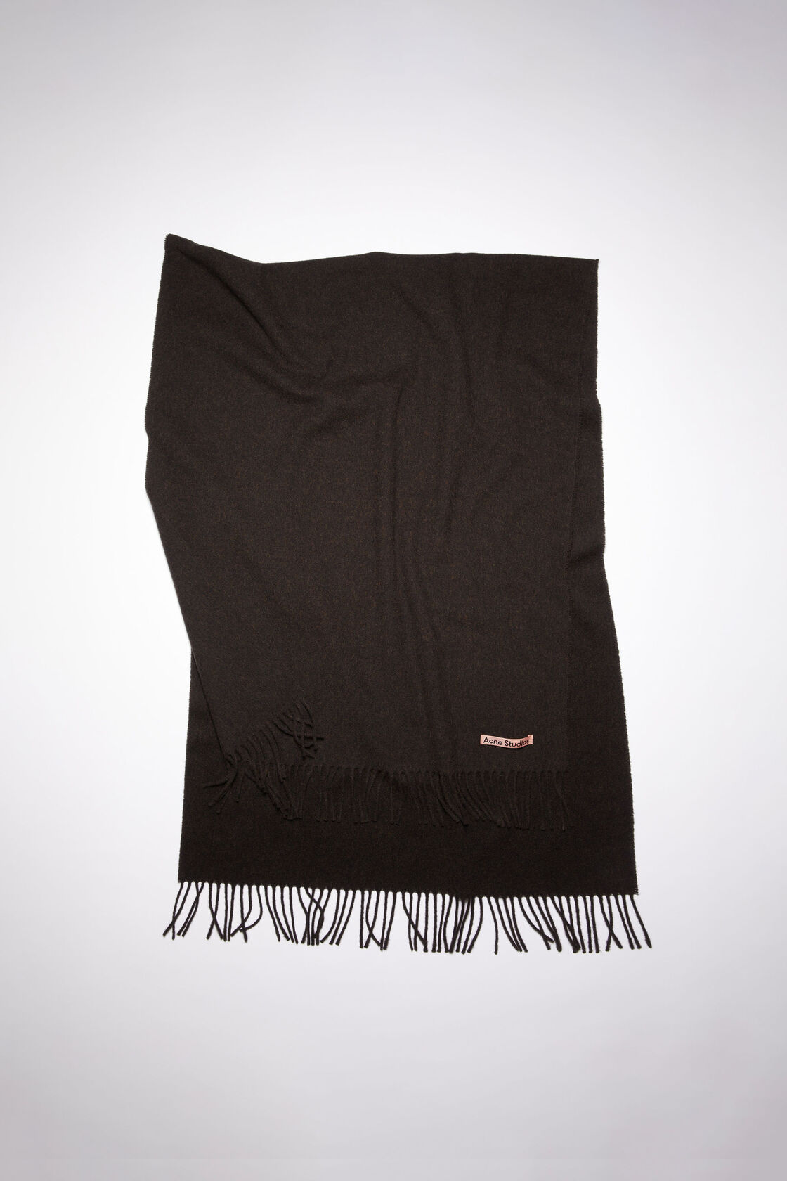 Fringe wool scarf - oversized, Chocolate brown melange, 2000x