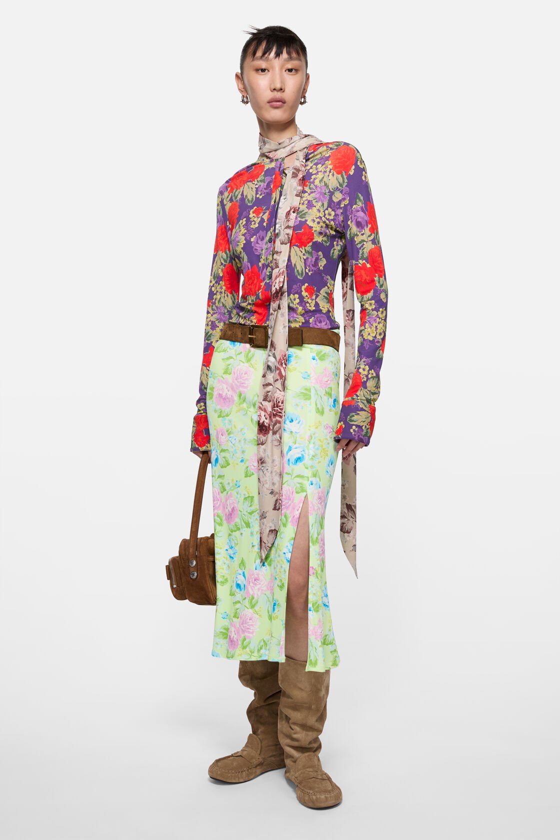 Printed midi dress, Purple/green, 2000x