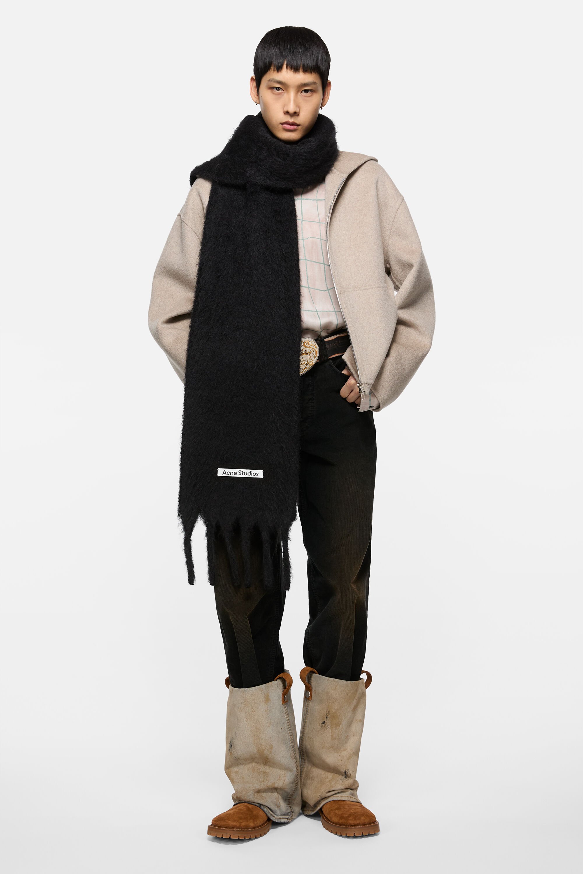 Acne Studios - Mohair logo scarf - Black