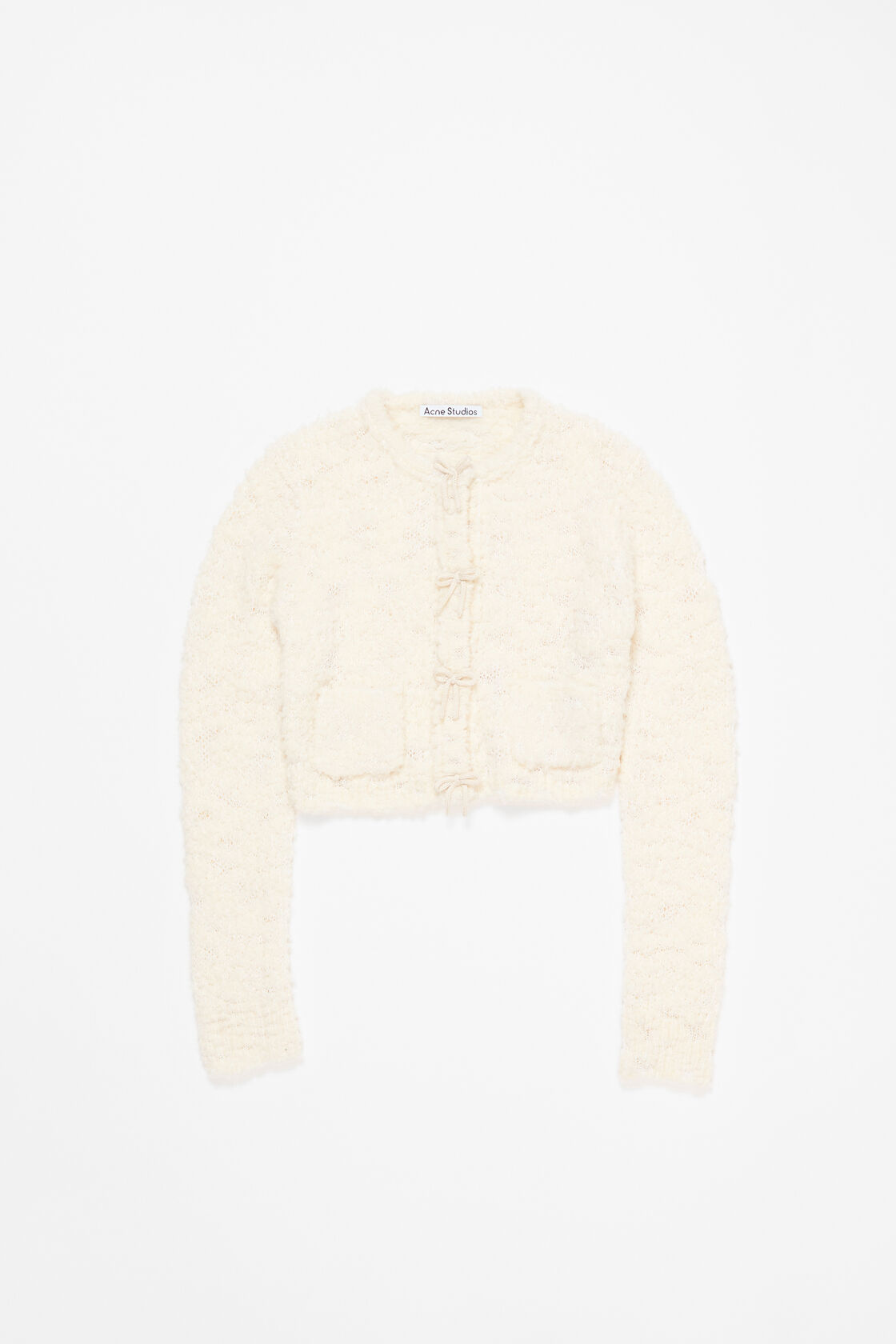 Bow wool cardigan, White, 2000x