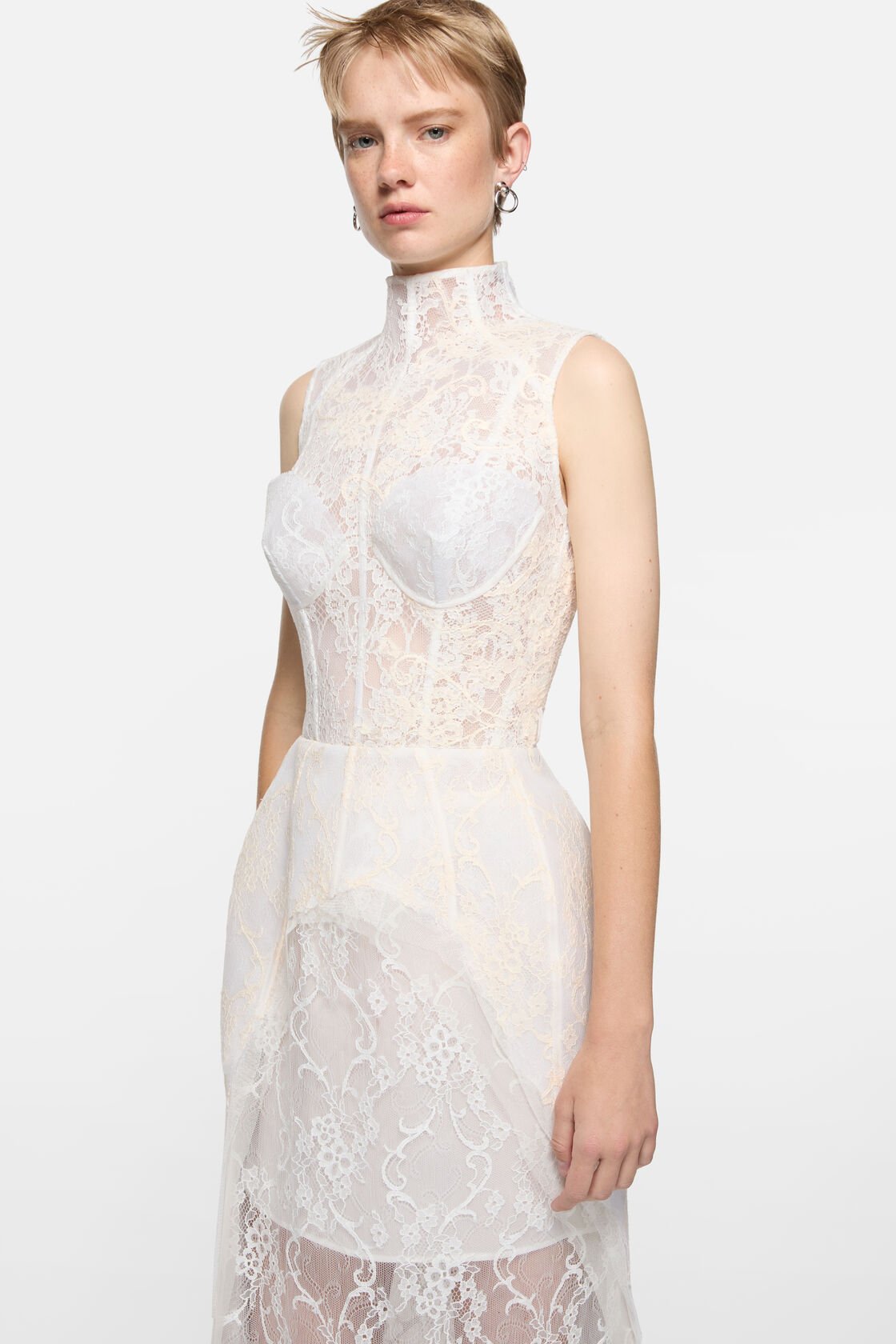 Lace corset dress, White/white, 2000x