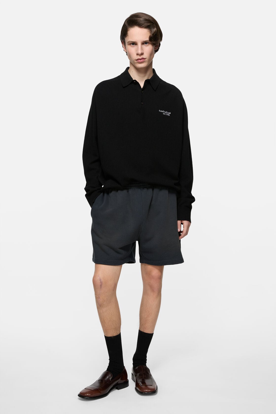 Wool knit polo, Black, 2000x