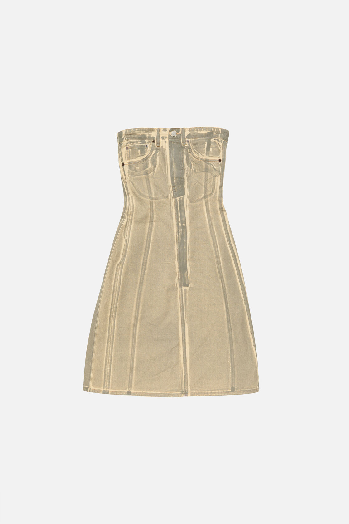 Printed denim midi dress, Beige/Sage green, 2000x