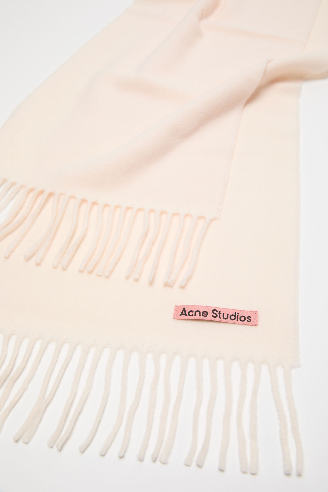 Fringe wool scarf - skinny, Warm white, 2000x