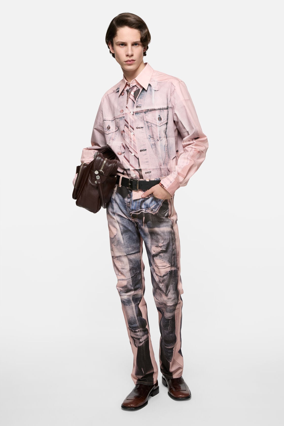 Printed button-up shirt, Pink, 2000x