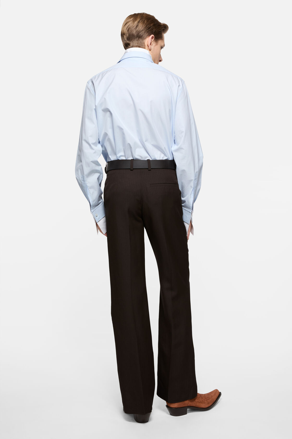 Tailored herringbone trousers, Chocolate brown, 2000x